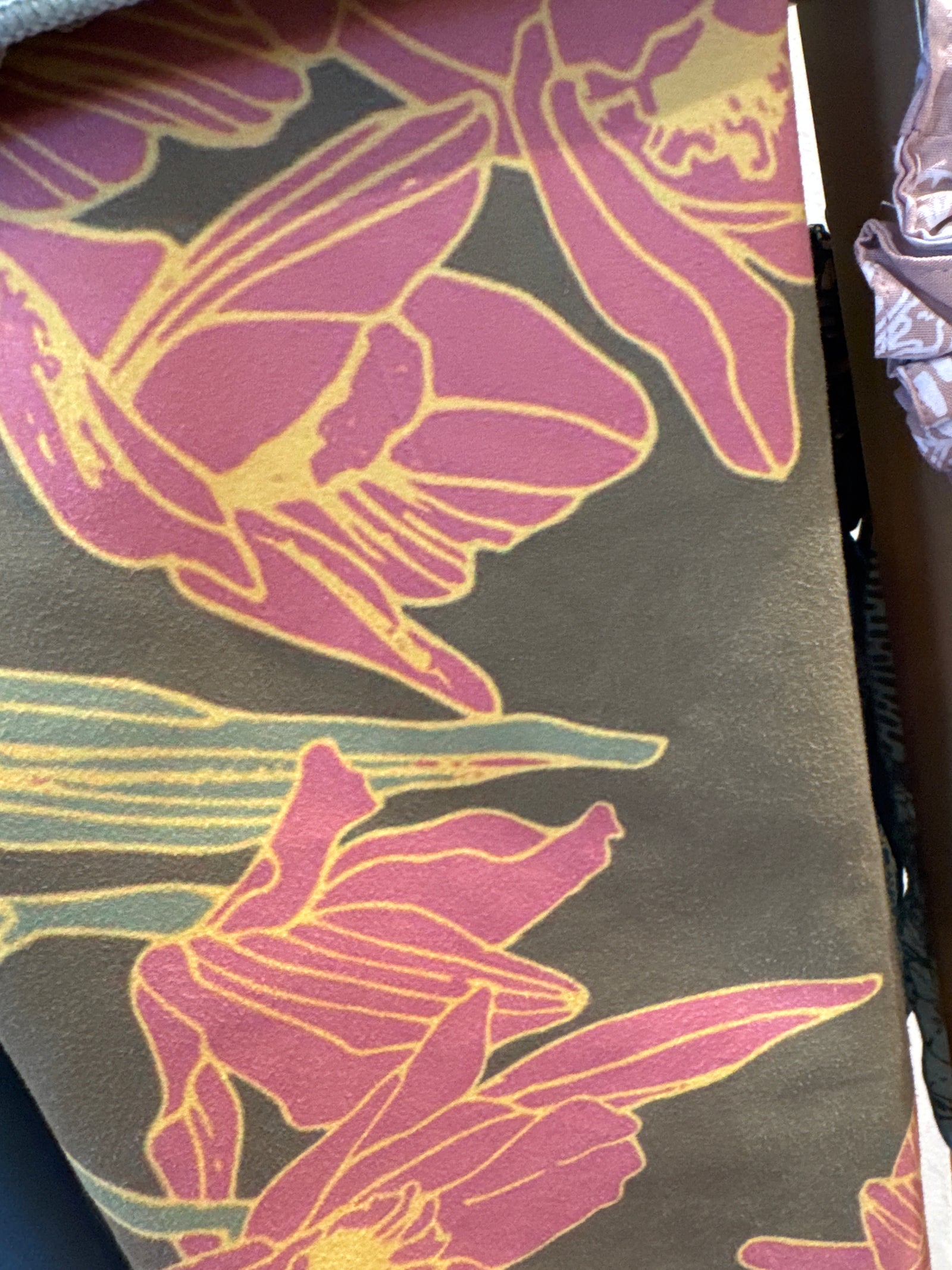 Microfiber Towel in Olive Pink Orchids - Front View | Kahulaleʻa