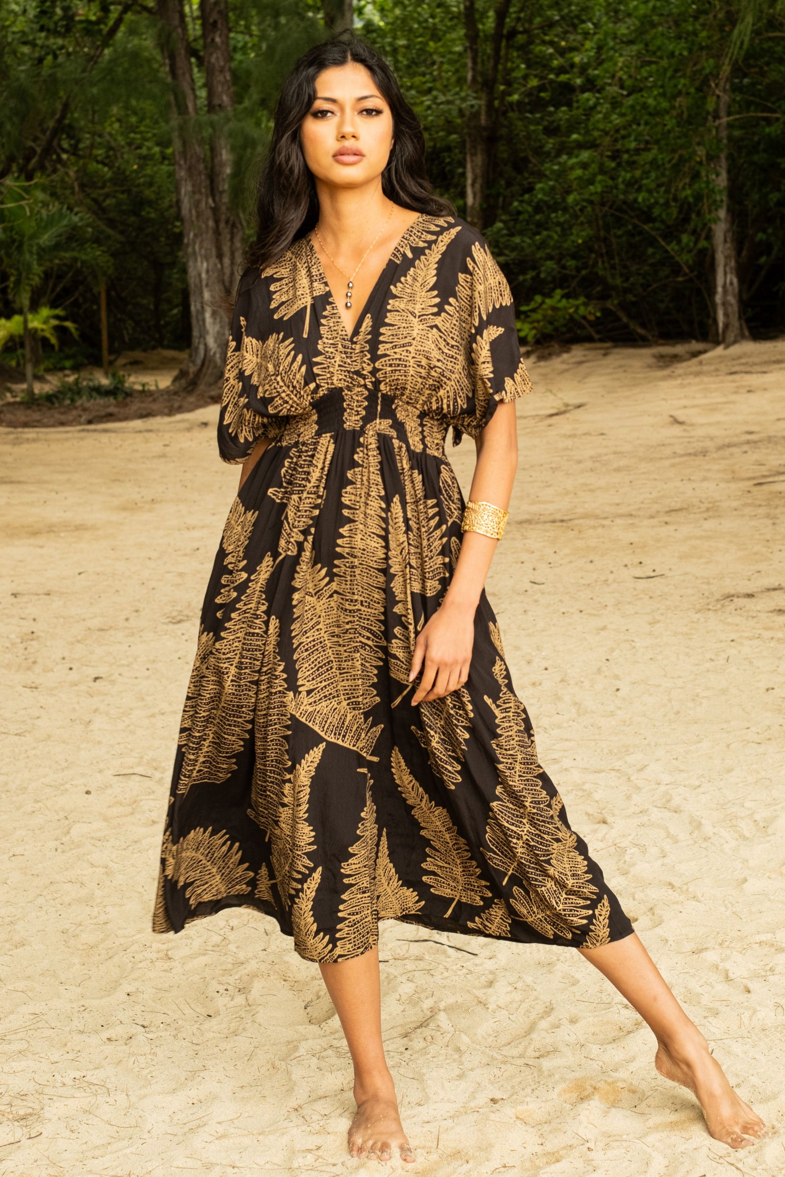 Dress Kamaile Black Antique Gold Kupukupu