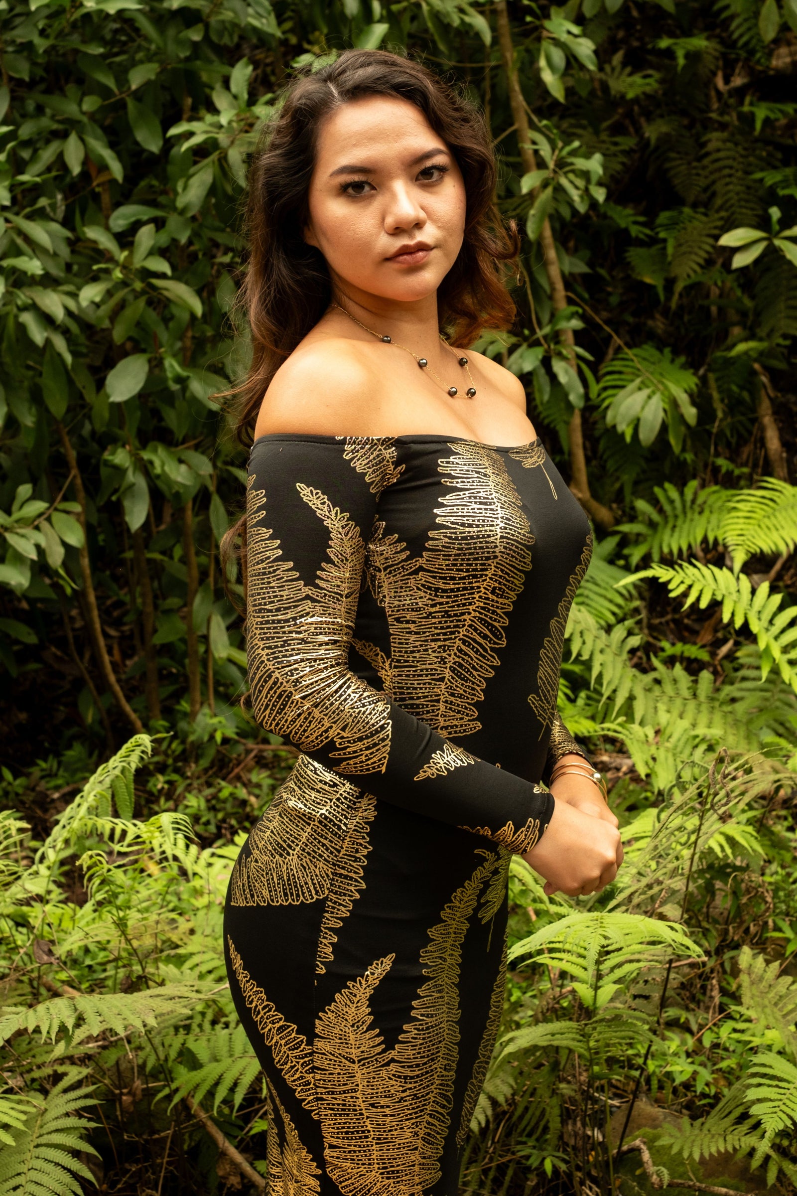 Dress Kawehi Black Mirror Gold Kupukupu