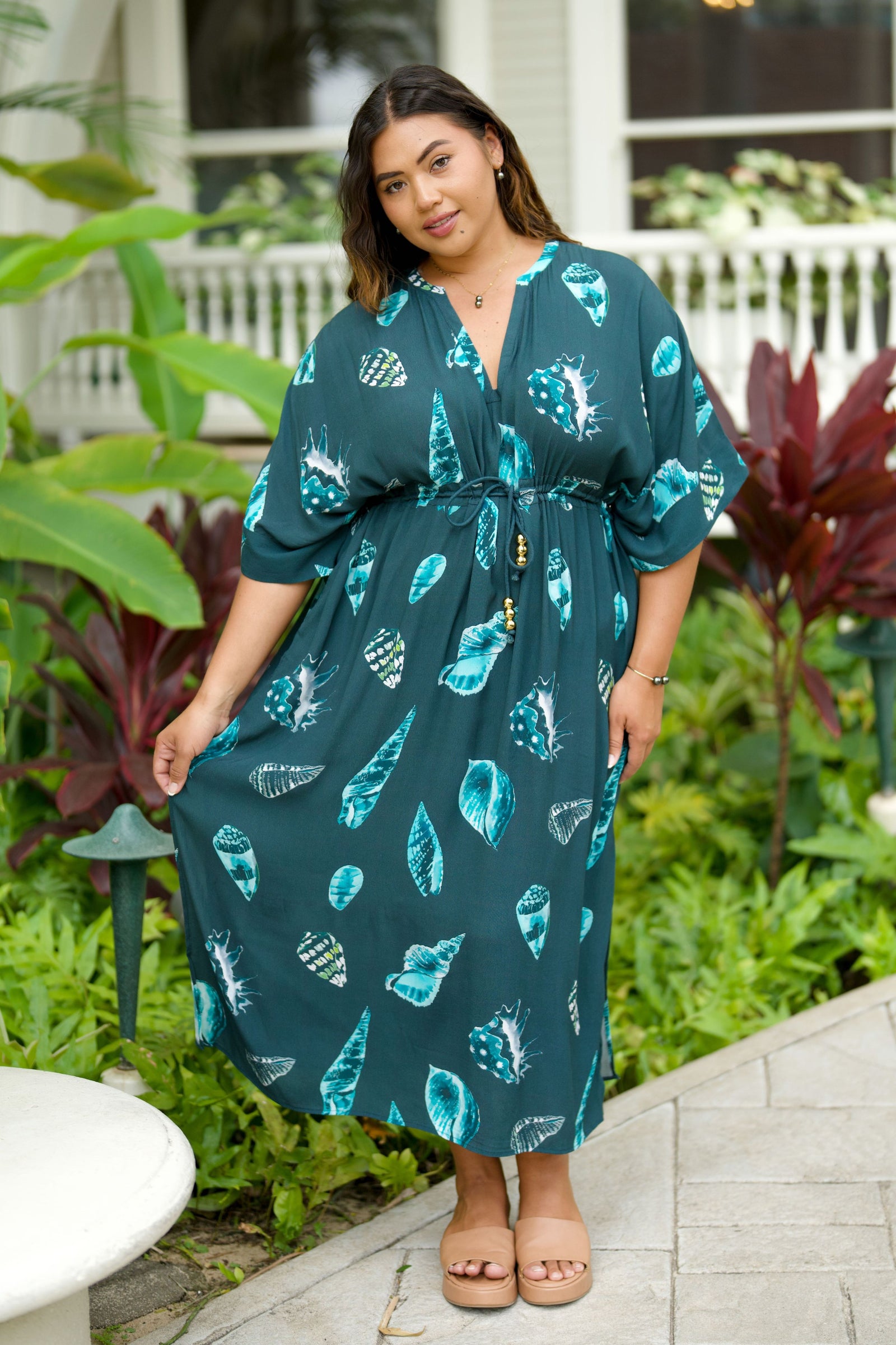 Dress Wai Teal Hawaiian Seashell