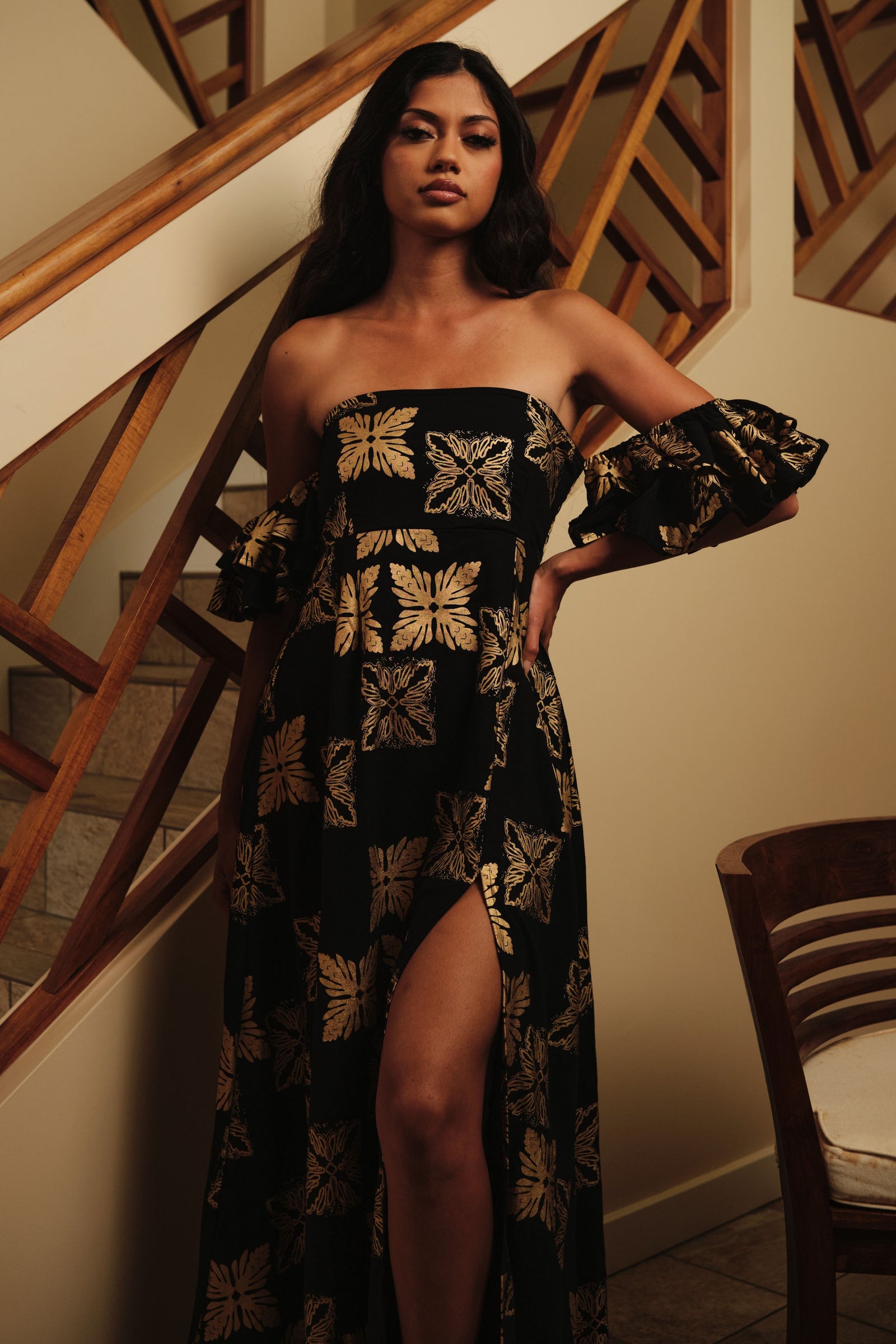 Dress Mino'aka Black Gold Tūtū's Quilt