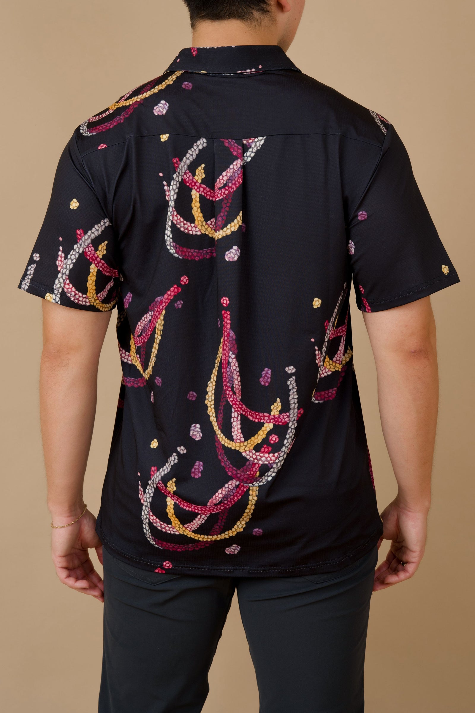 Men's Active Polo Shirt Black Lei Kahelelani