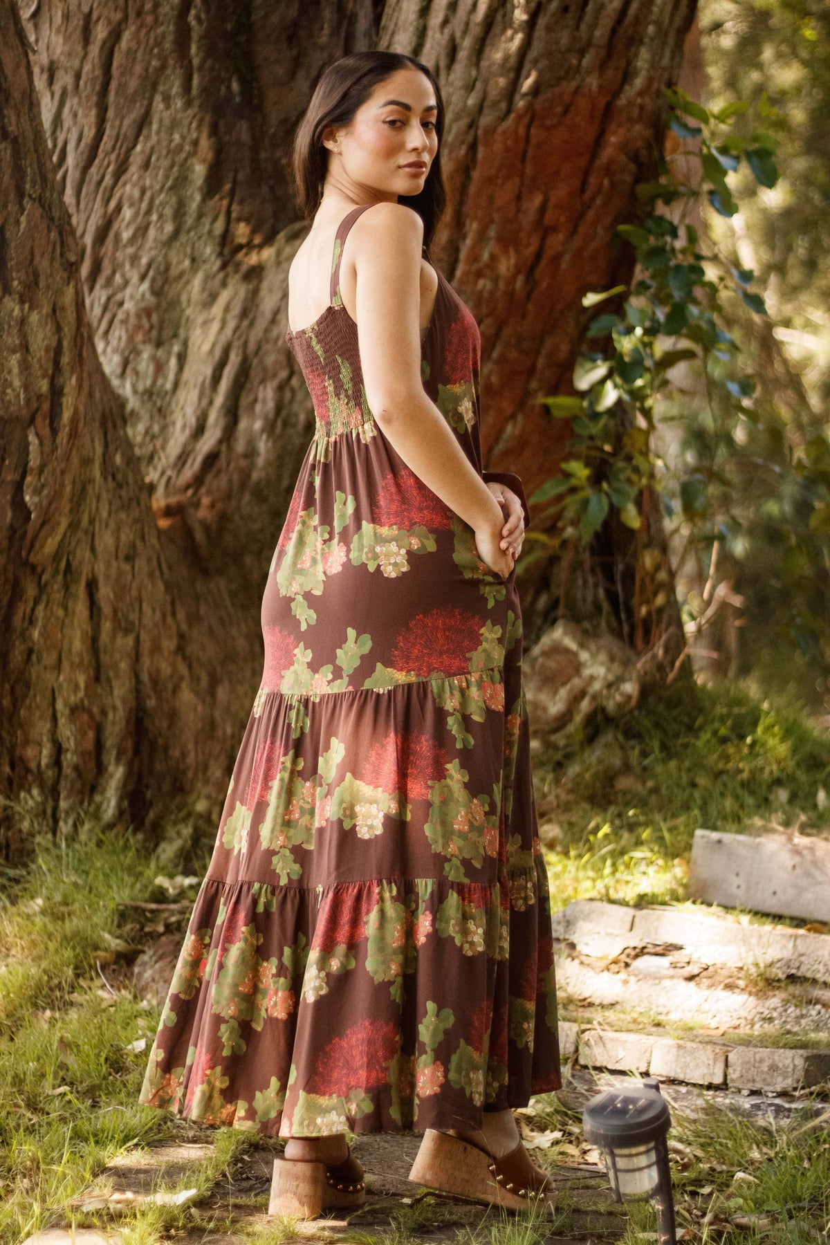 Dress Kalaeloa in Mocha Lehua Blossom — Side View | Kahulaleʻa