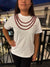 Women's Lei T-Shirt in White & Red Lei Loke on Model | Kahulaleʻa