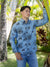 Men's Aloha Long Sleeve Shirt in Dusk Blue Naupaka - Front View | Kahulaleʻa