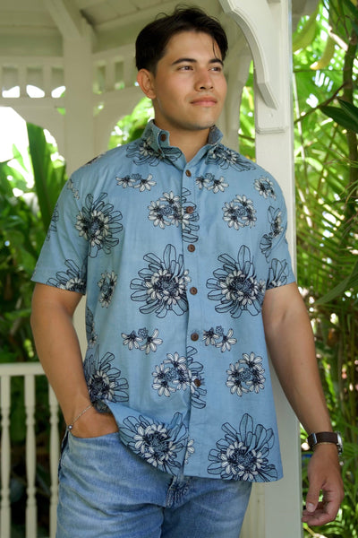 Mens Aloha Shirt Naupaka - Kahulaleʻa