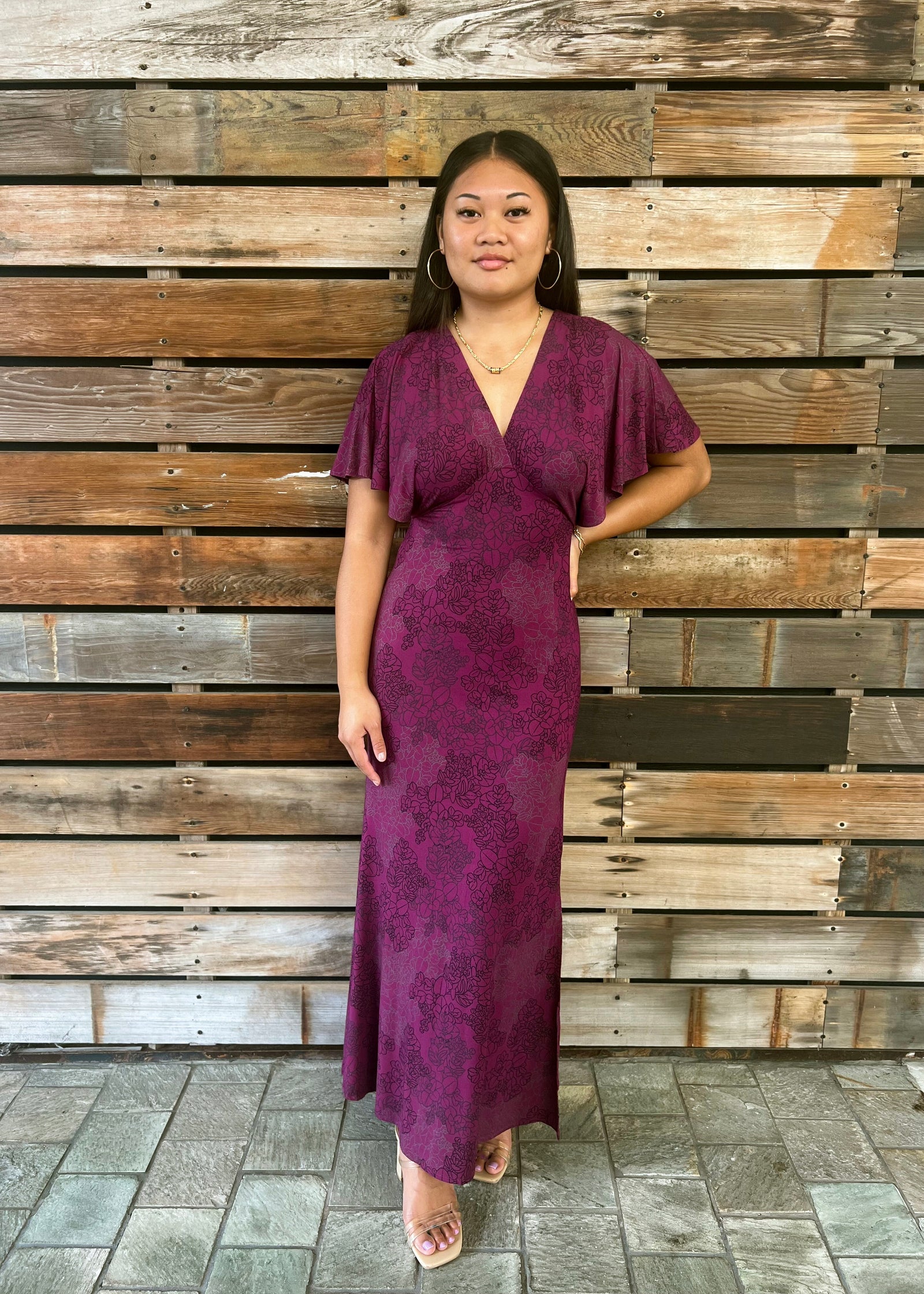 Women's Dress in Pualalea Violet Liko - Front View | Kahulaleʻa