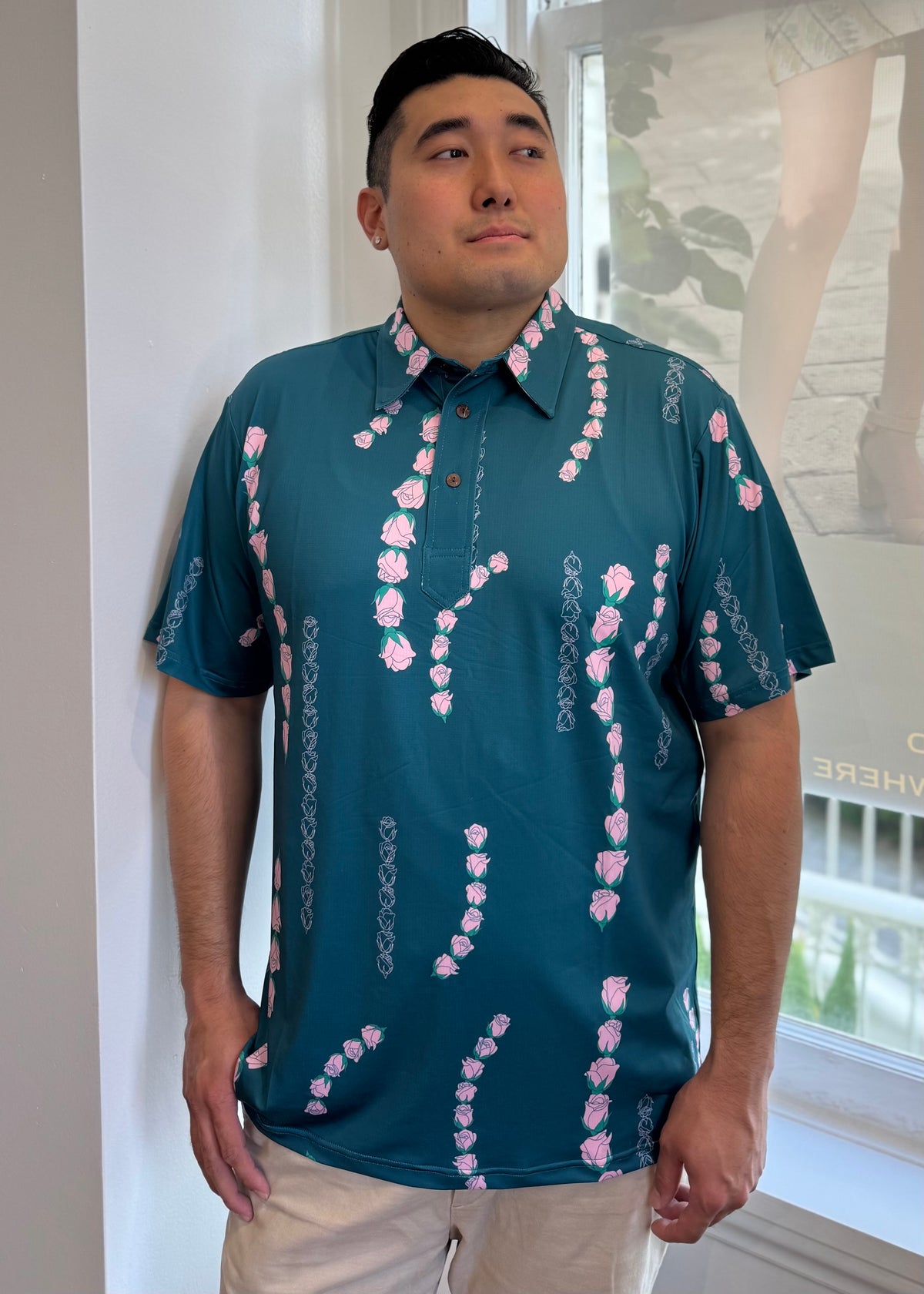 Men’s Active Polo Shirt in Lei Loke - Front View | Kahulaleʻa