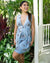 Women's Dress Walea in Dusk Blue Naupaka - Front View | Kahulaleʻa