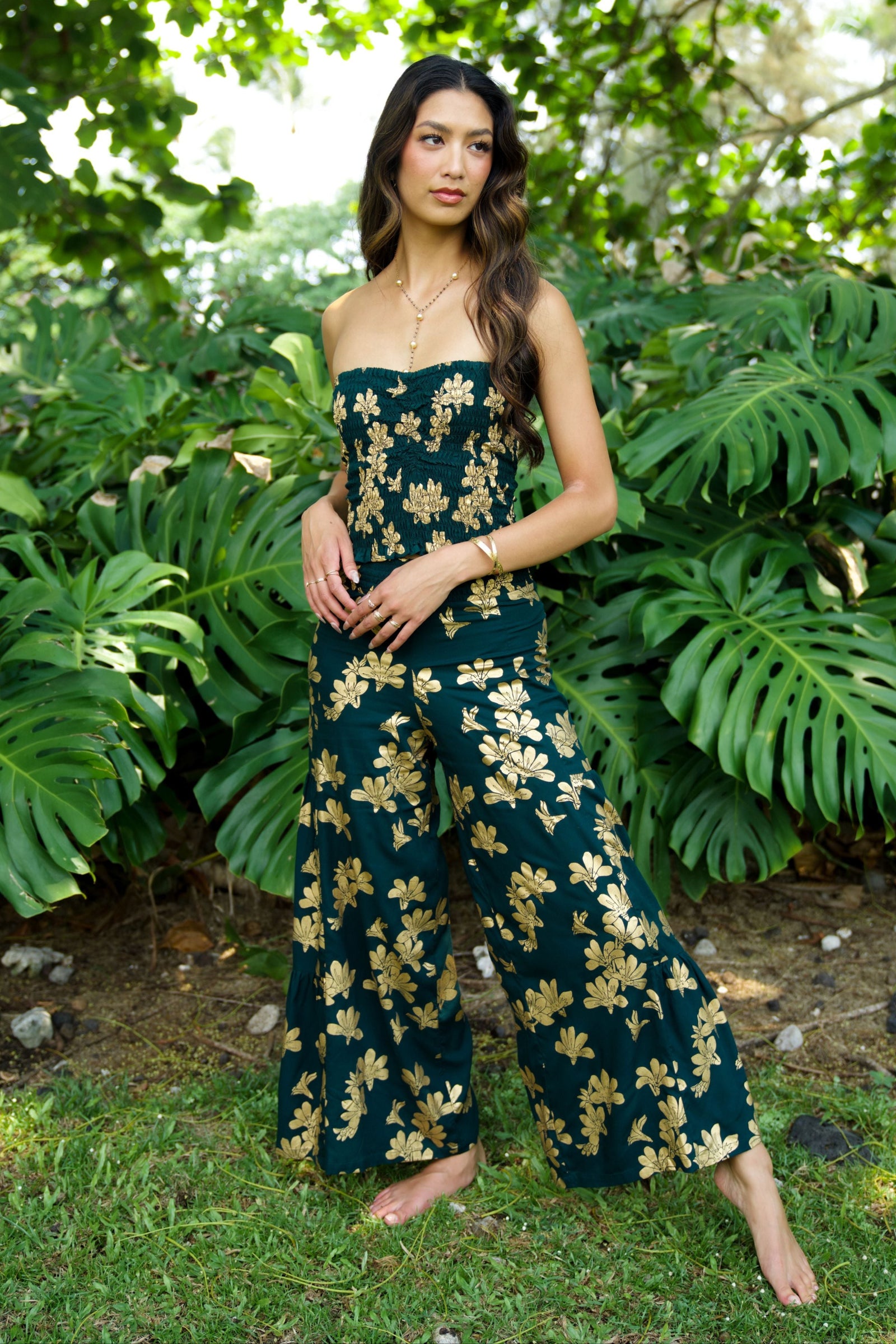 Pants Kōkeʻe Emerald Gold Naupaka