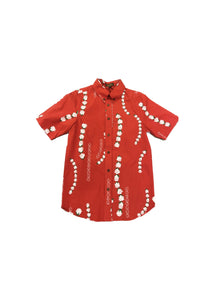 Mens Aloha Shirt Red Lei Loke