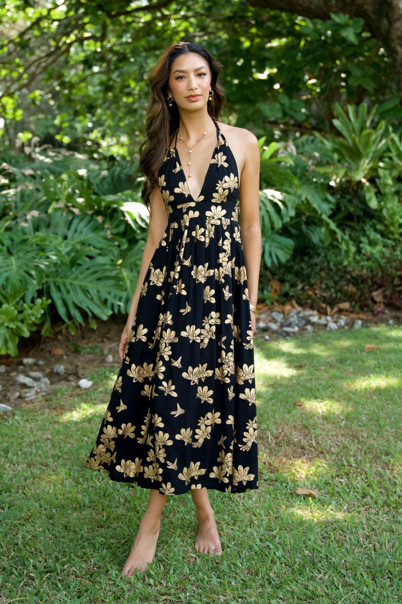 Dress Anela Black Gold Naupaka