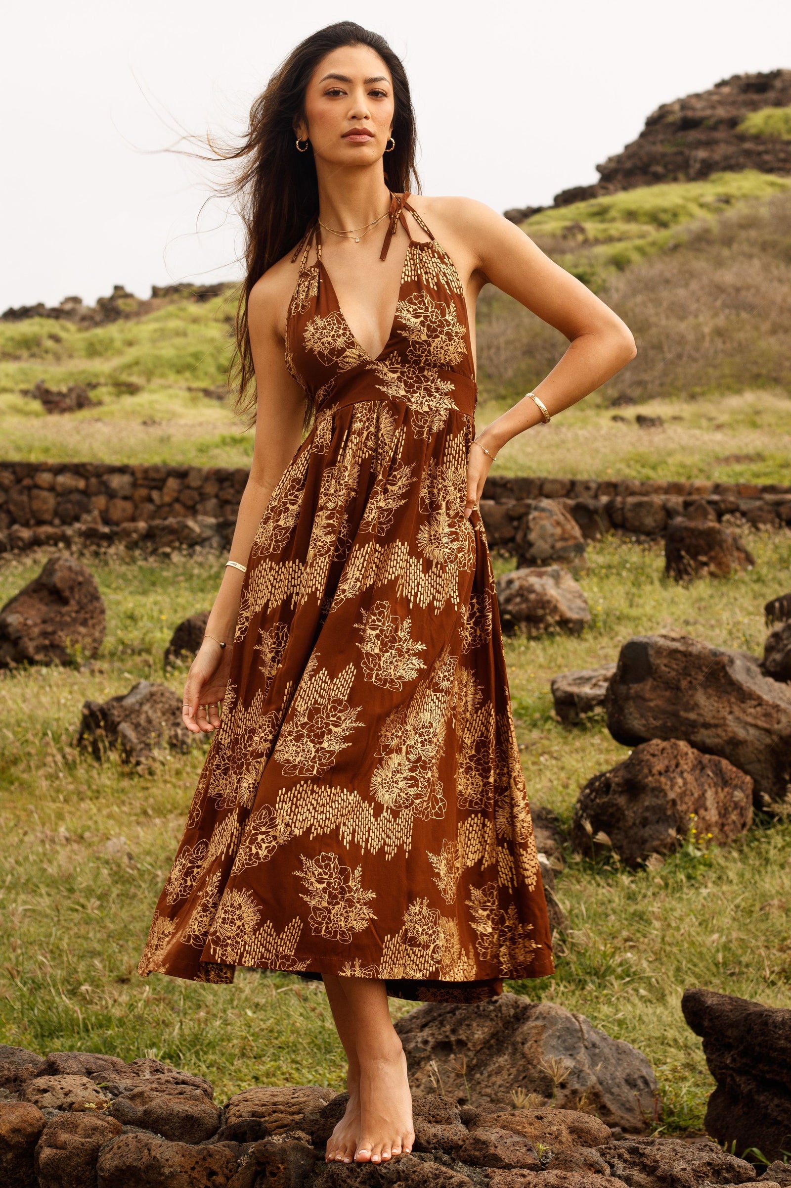 Dress Anuenue Chocolate Gold Ka Ua Moaniani