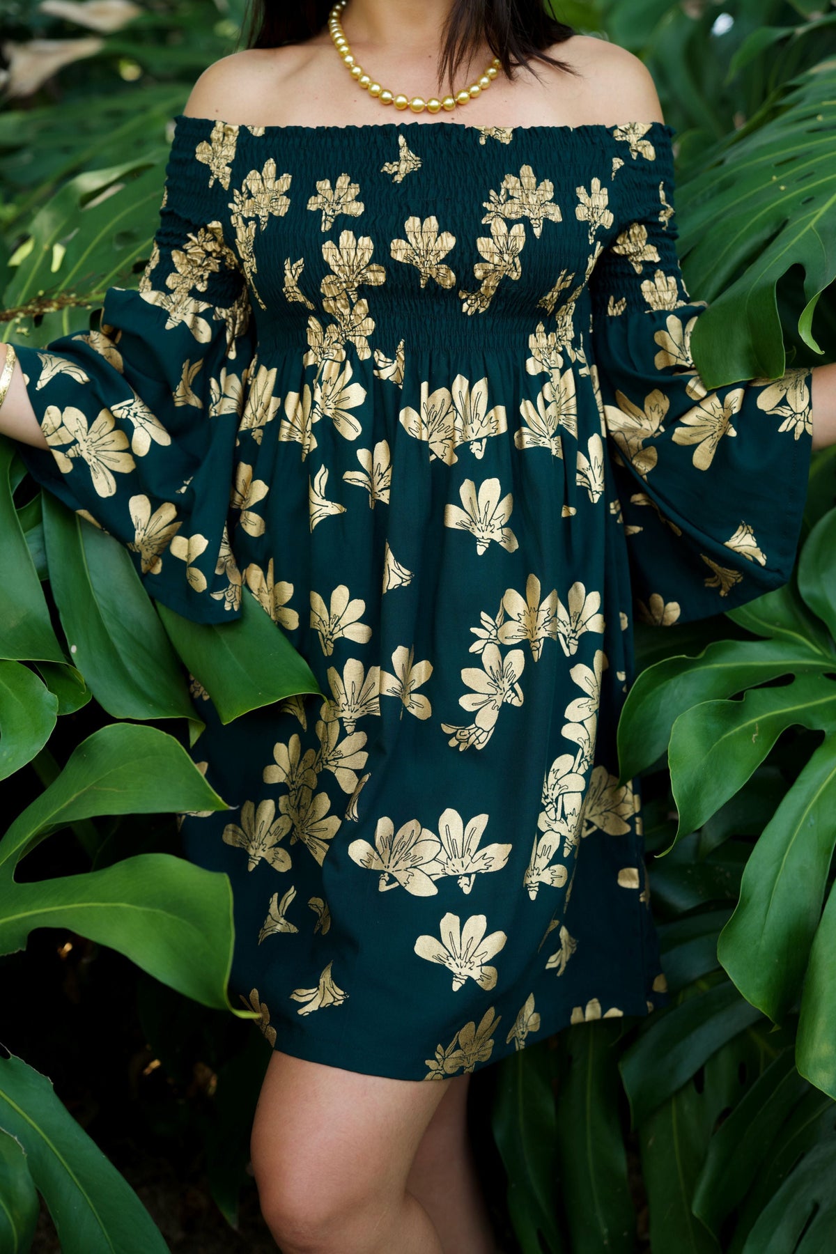 Dress Aulia Emerald Gold Naupaka