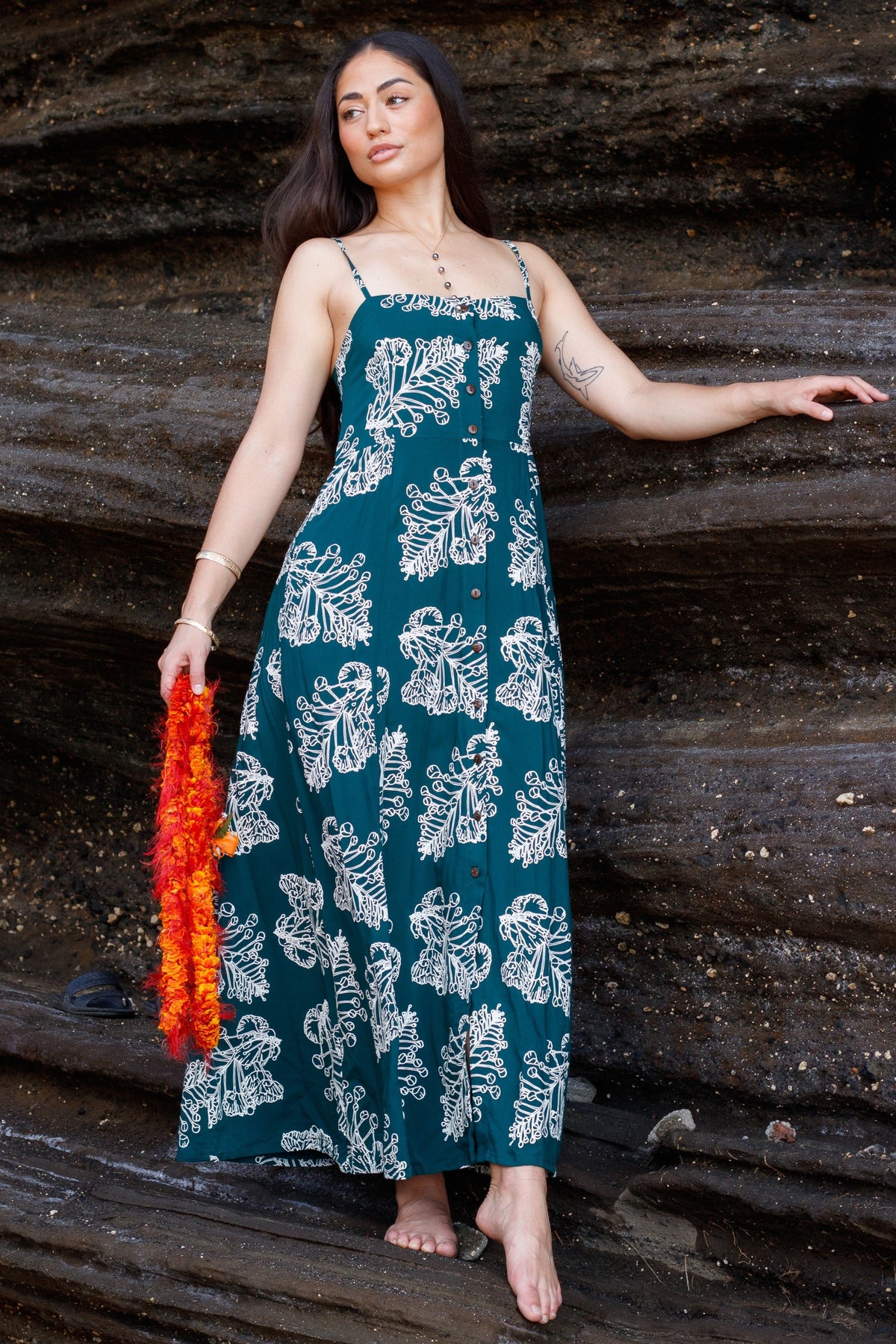 Dress Hali'a Midnight Teal ʻŌhai Aliʻi