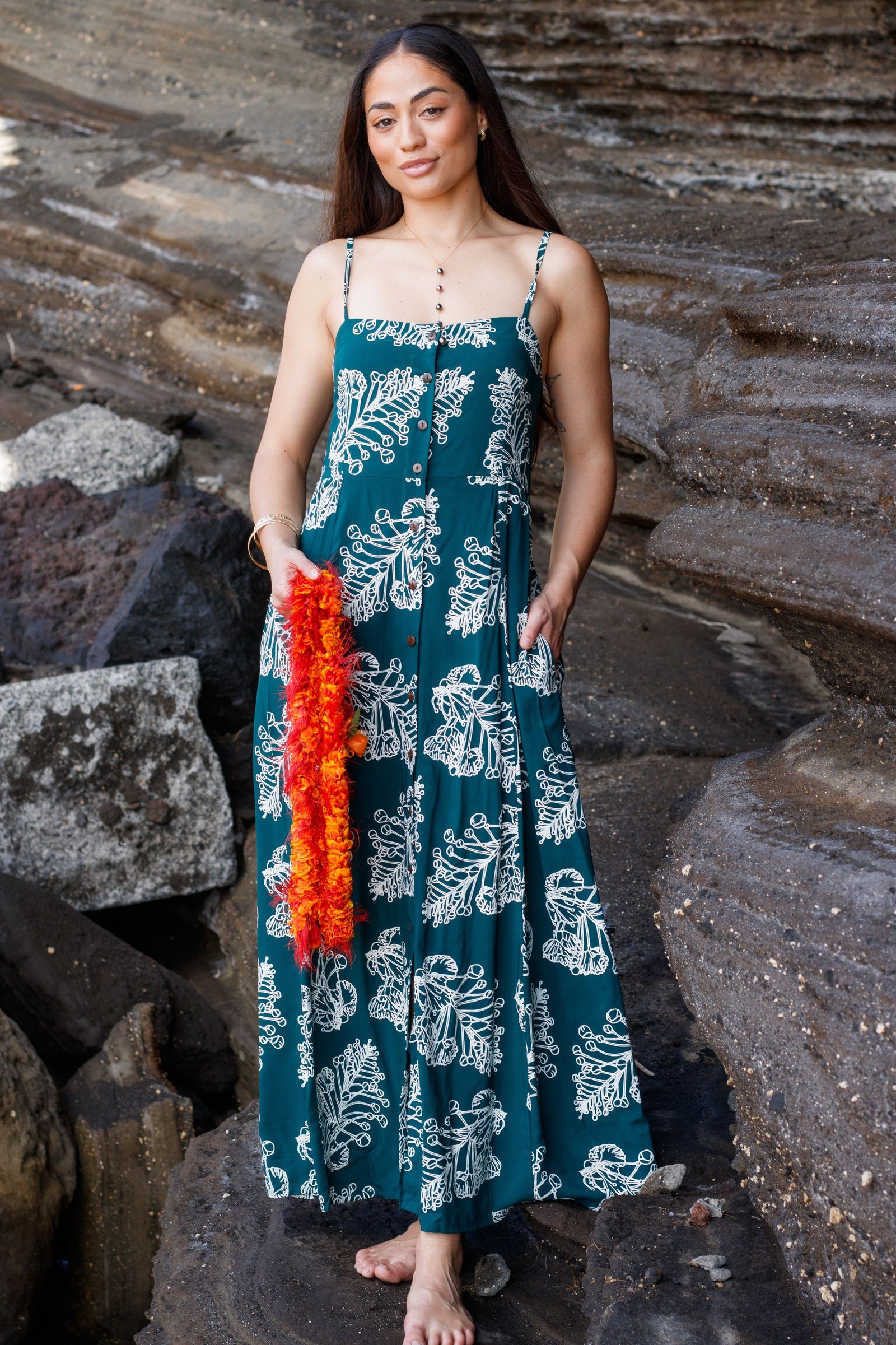 Dress Hali'a Midnight Teal ʻŌhai Aliʻi