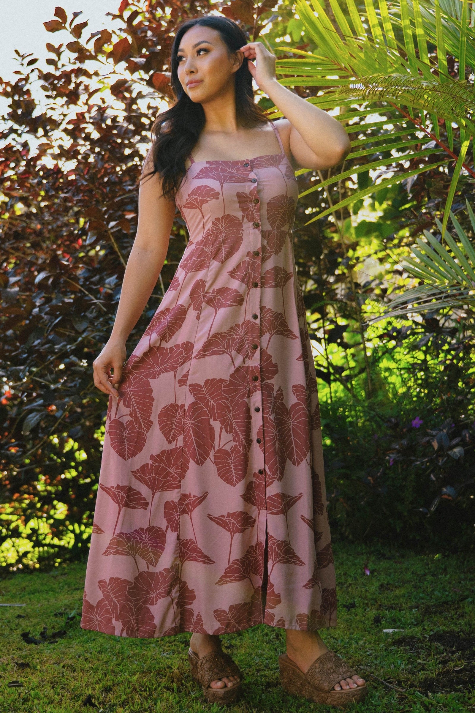 Dress Haliʻa in Rose Quartz Kalo — Front View | Kahulaleʻa