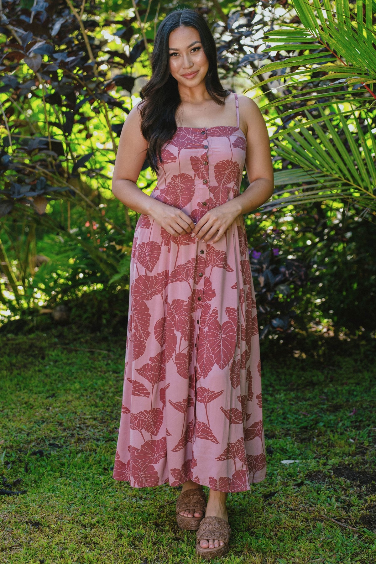 Dress Haliʻa in Rose Quartz Kalo — Front View, straight on | Kahulaleʻa