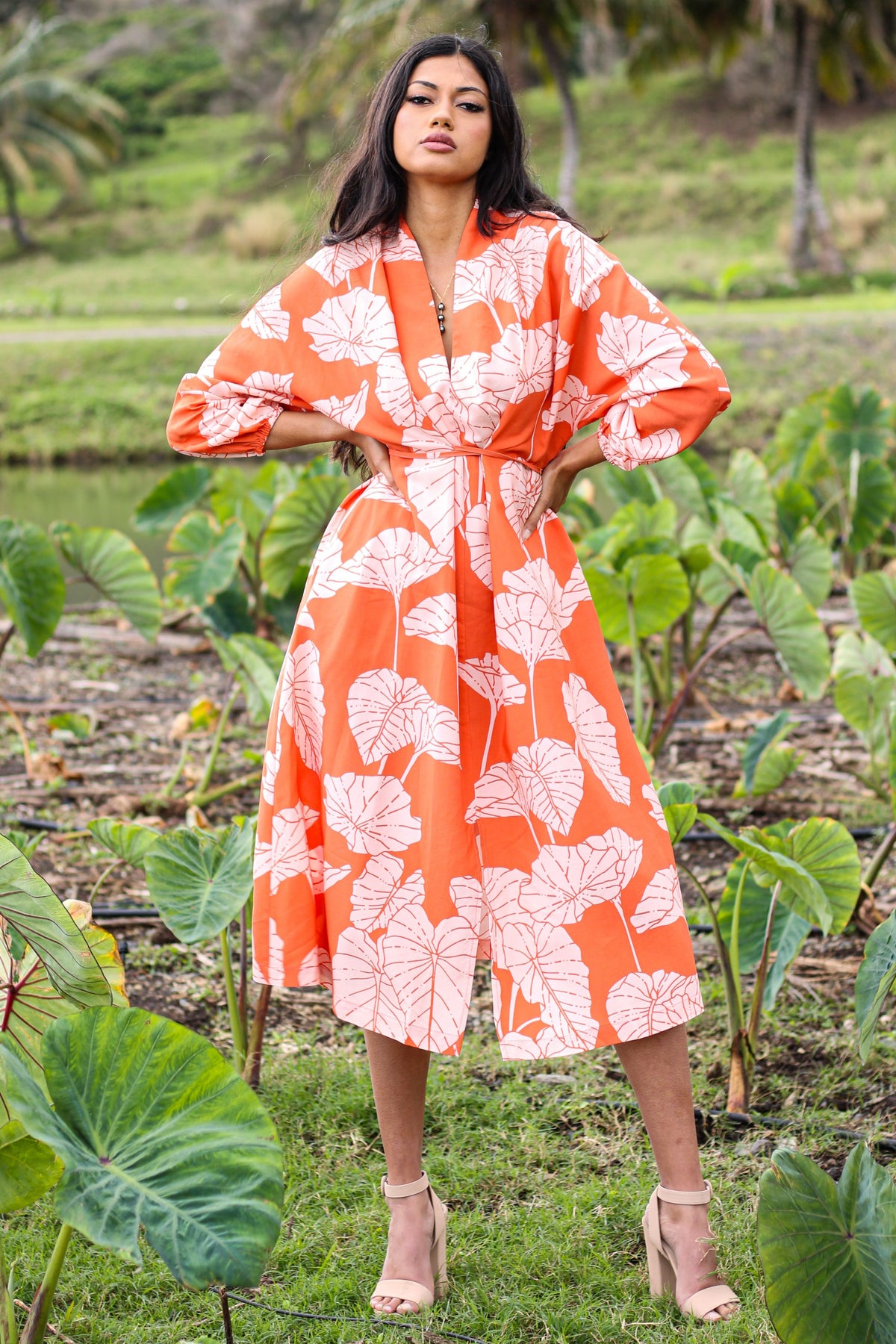 Dress Kalani Tangerine Lauloa Ke‘oke‘o Kalo