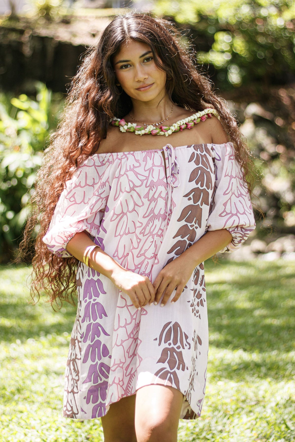 Dress Koko in Pink Leinaʻala — On-Model | Kahulaleʻa
