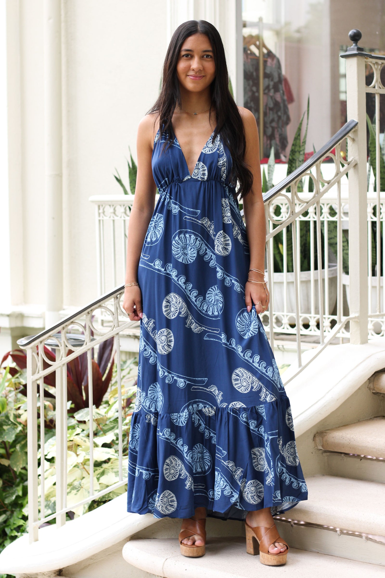 Dress Malia Maxi Blue Hāpuʻu