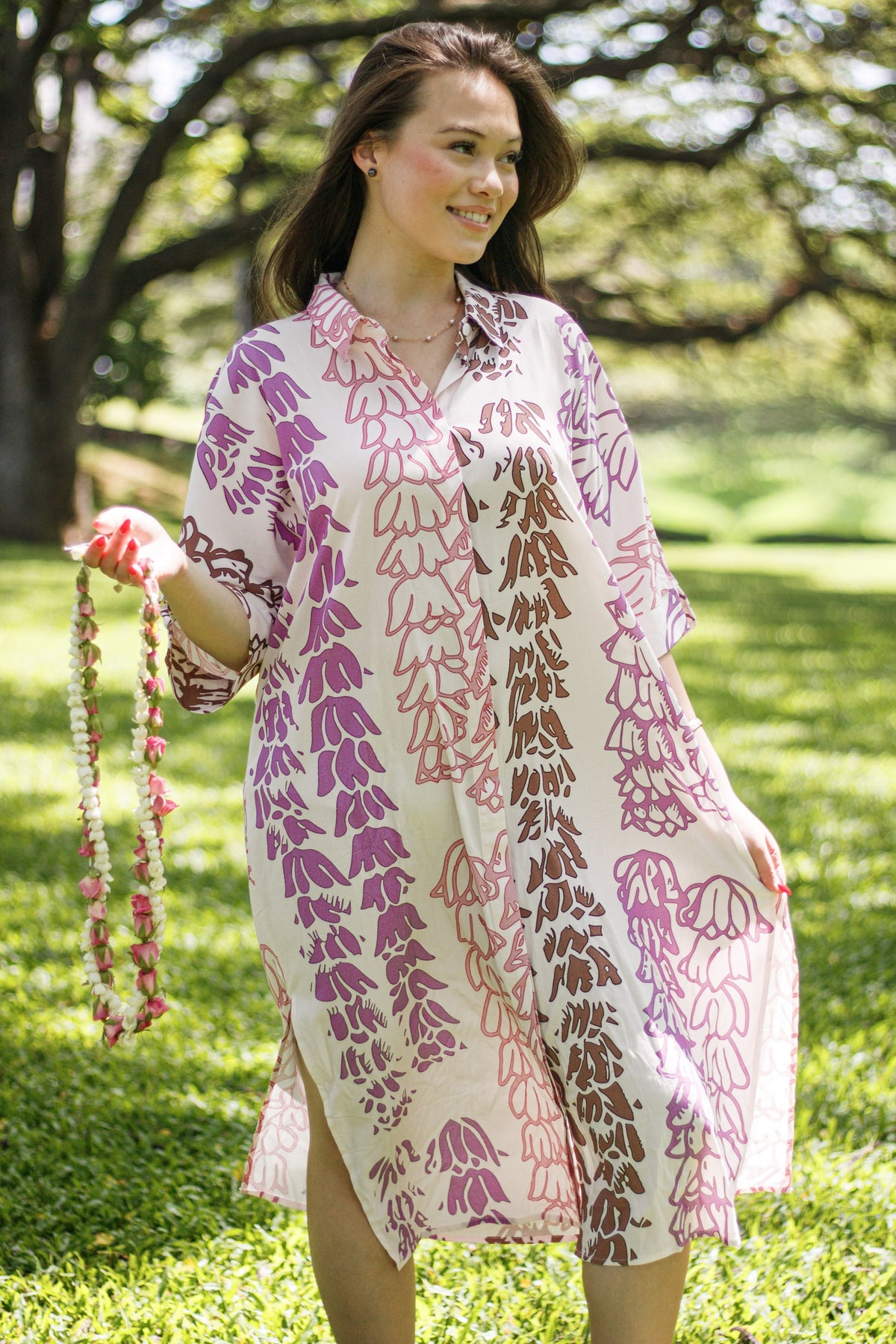Dress Nalu in Pink Leinaʻala — Close-Up | Kahulaleʻa