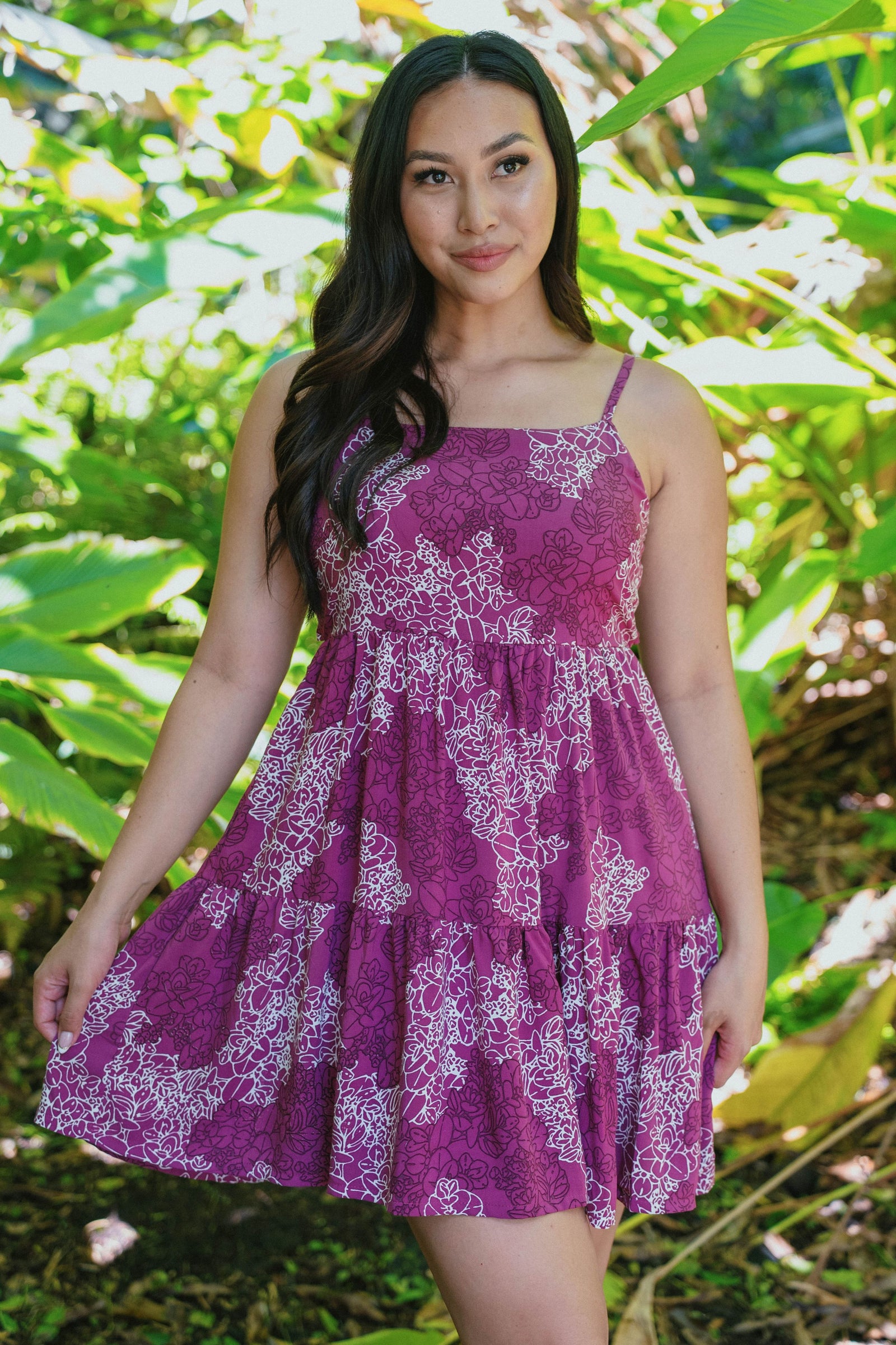 Dress ʻElua in Orchid Liko — Front View | Kahulaleʻa