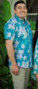 Mens Aloha Shirt Lagoon Honohono Orchids