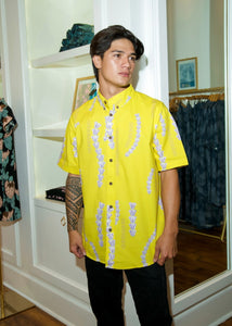 Mens Aloha Shirt Lei Pua Kalunu