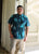 Men’s Aloha Shirt Teal Hawaiian Seashell