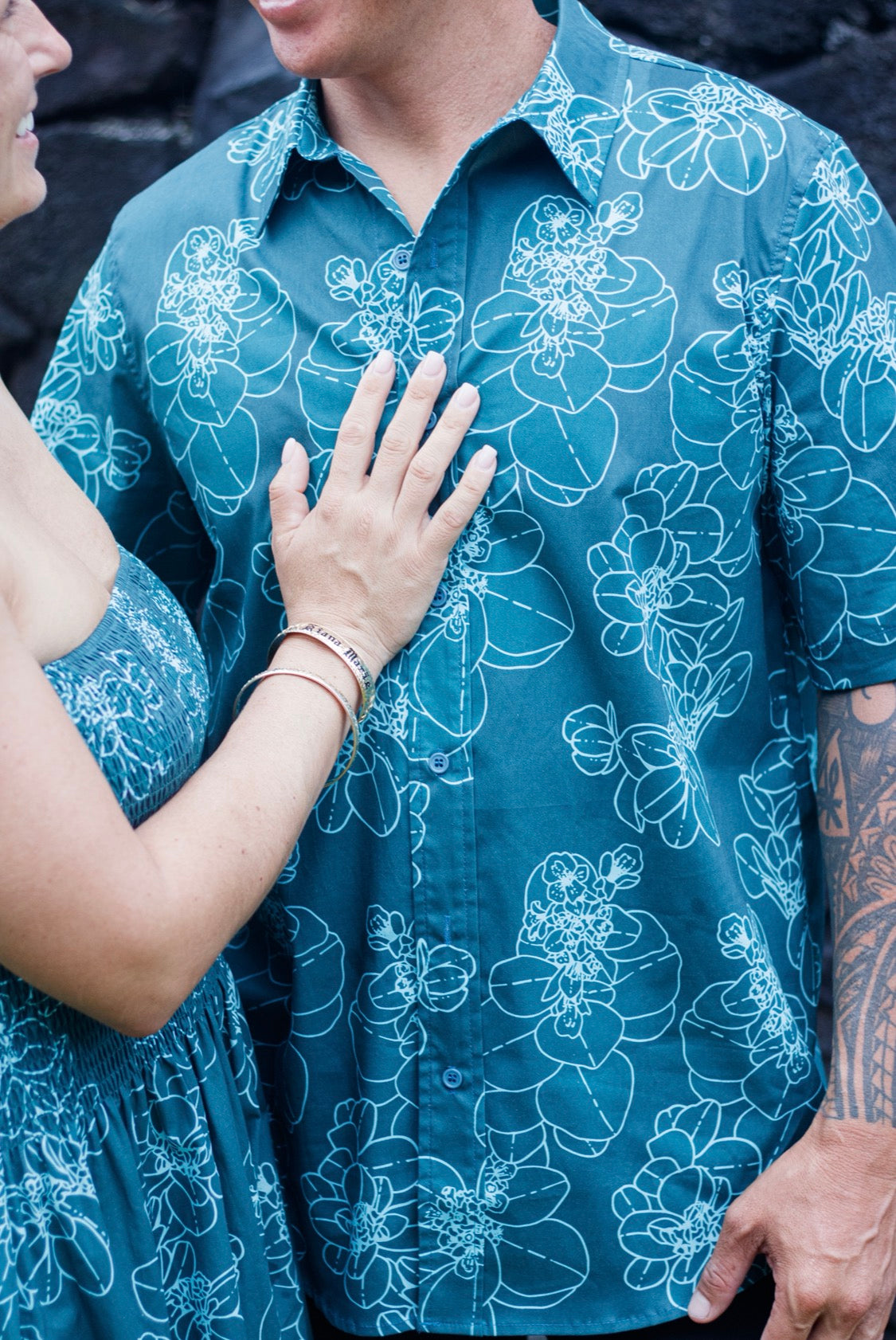 Mens Aloha Shirt Azure Pohinahina
