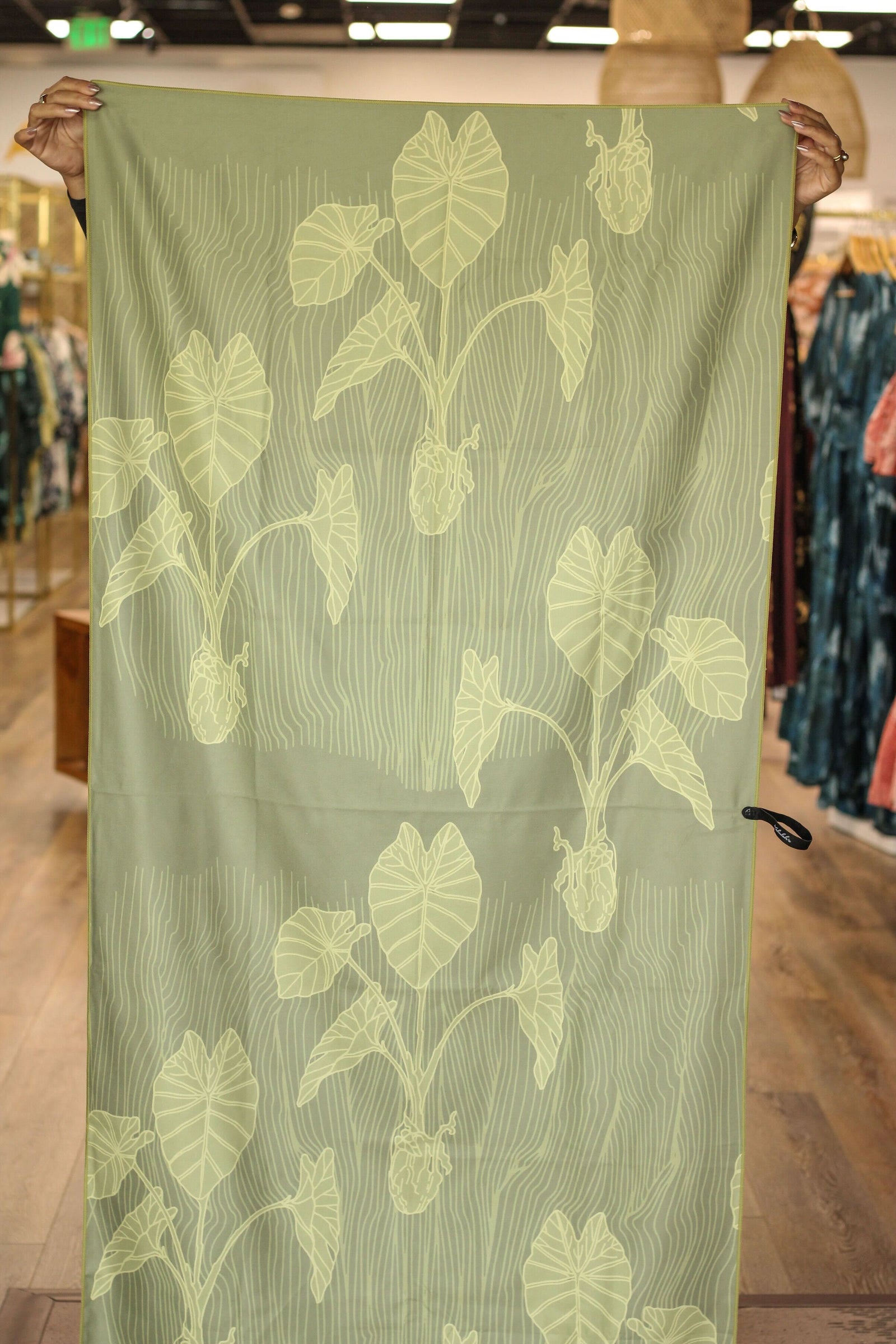 Microfiber Beach Towel in Olive Kalo - Front View | Kahulaleʻa