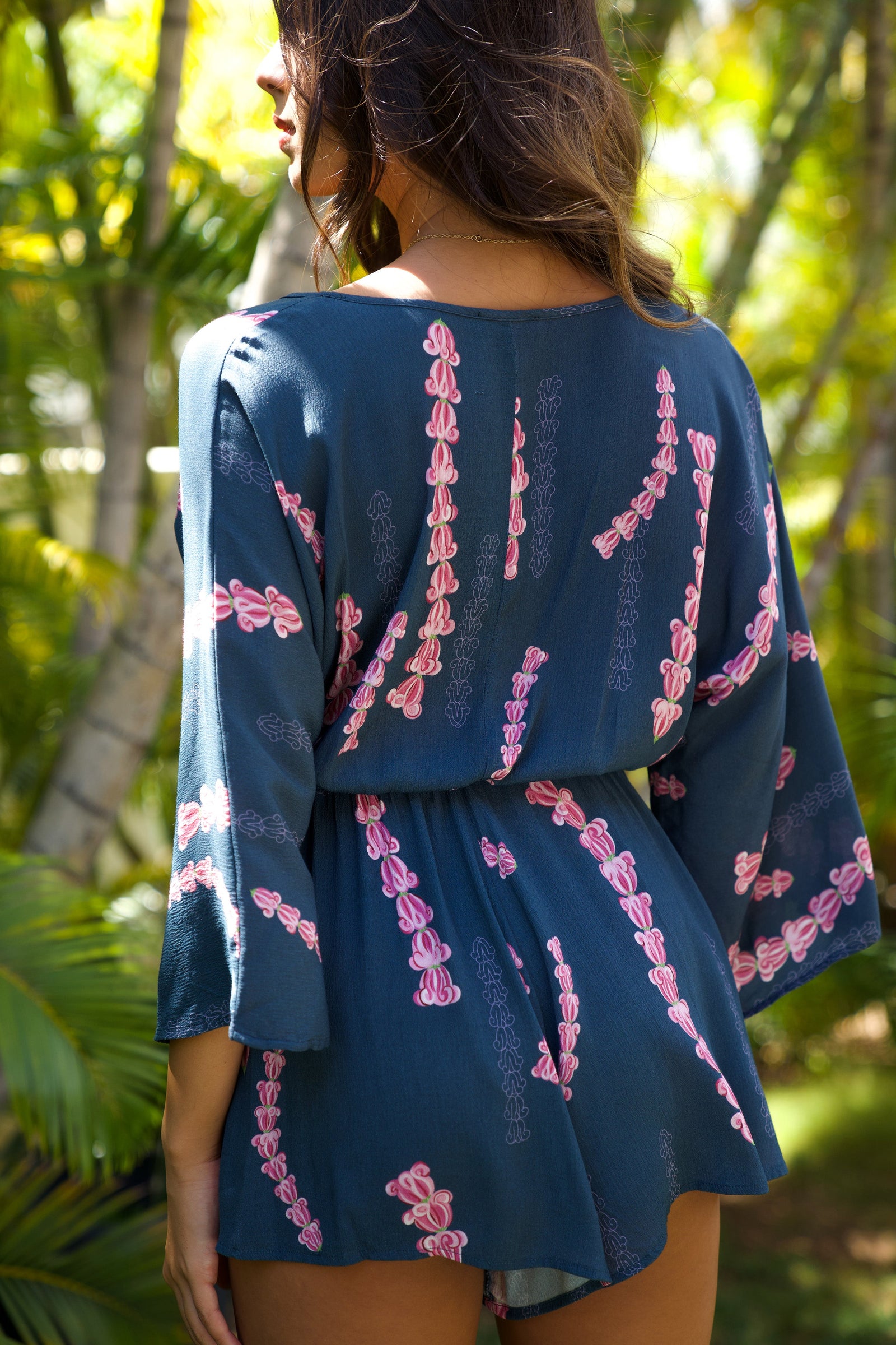 Romper Nahiku Deep Blue Lei Pua Kalaunu