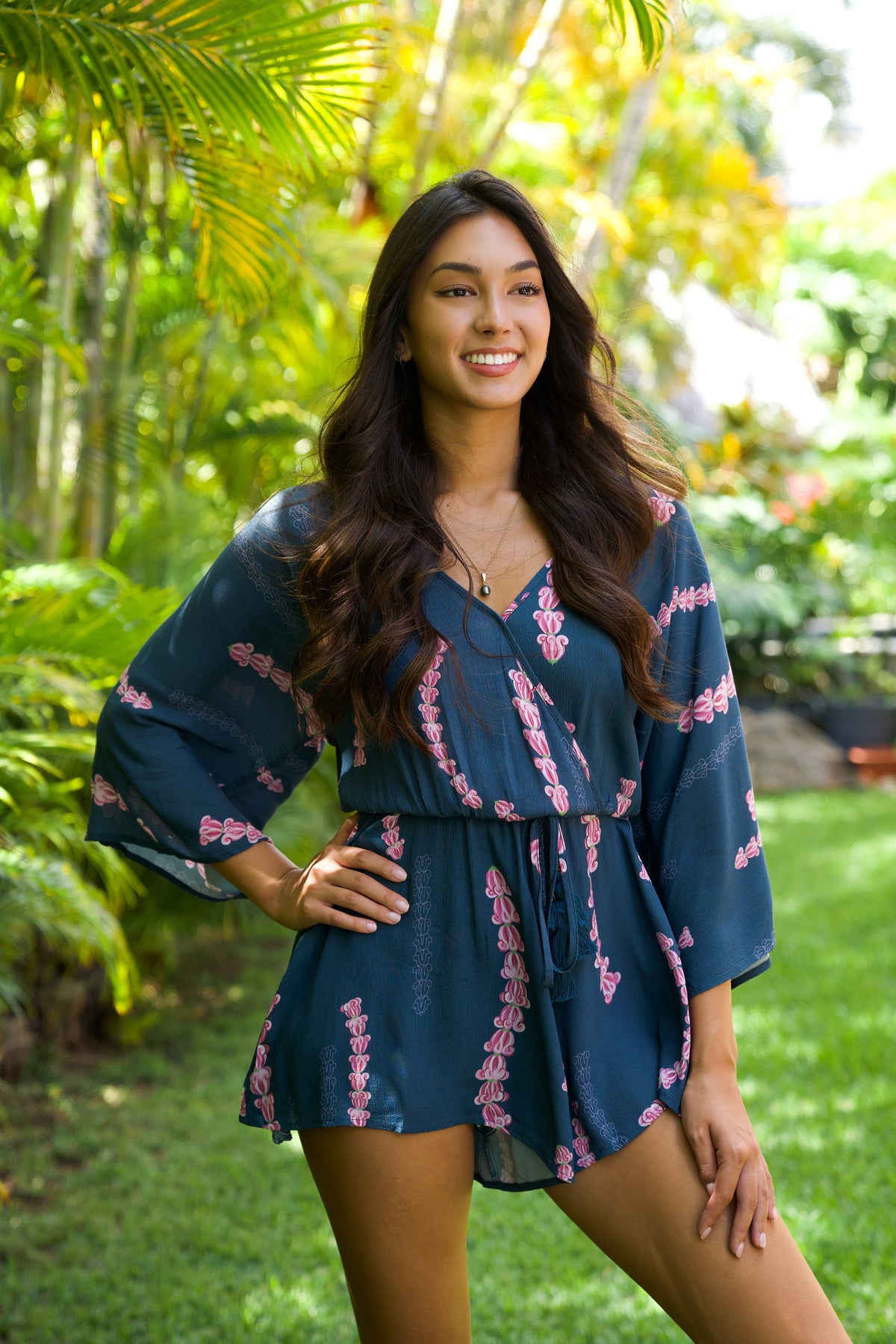 Romper Nahiku Deep Blue Lei Pua Kalaunu