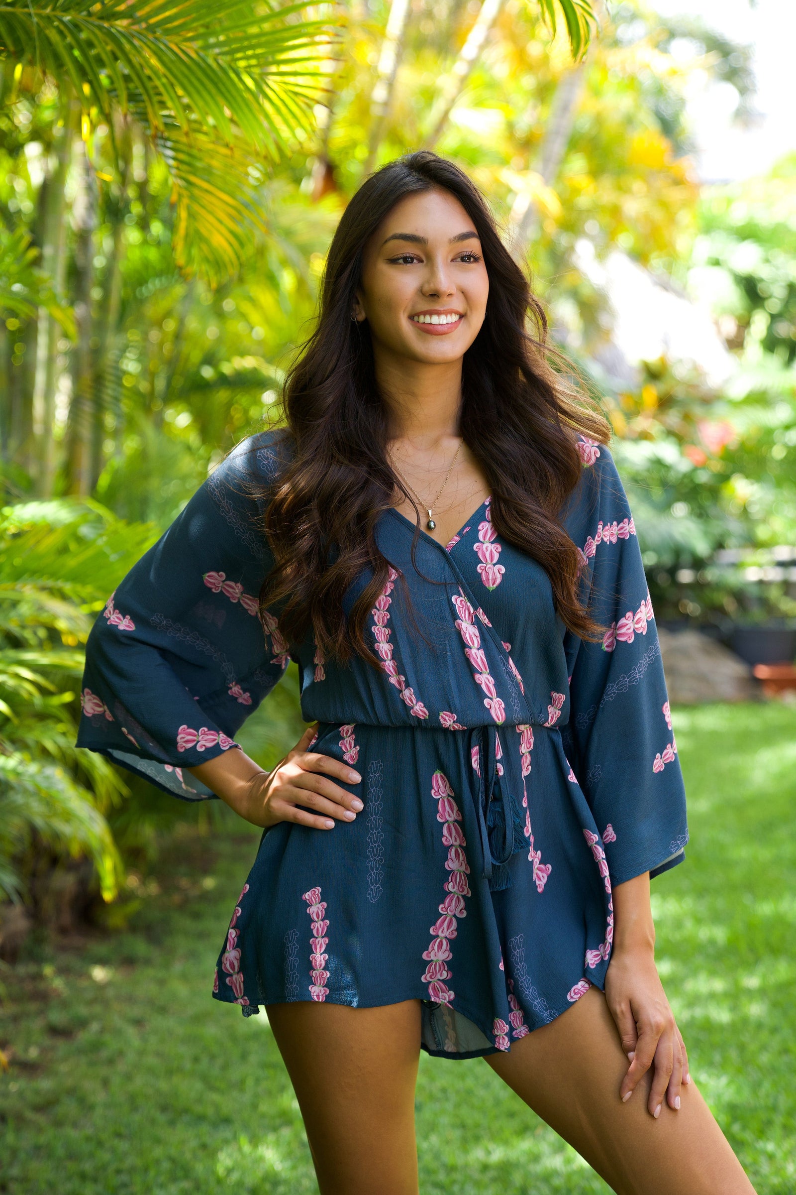 Romper Nahiku Deep Blue Lei Pua Kalaunu