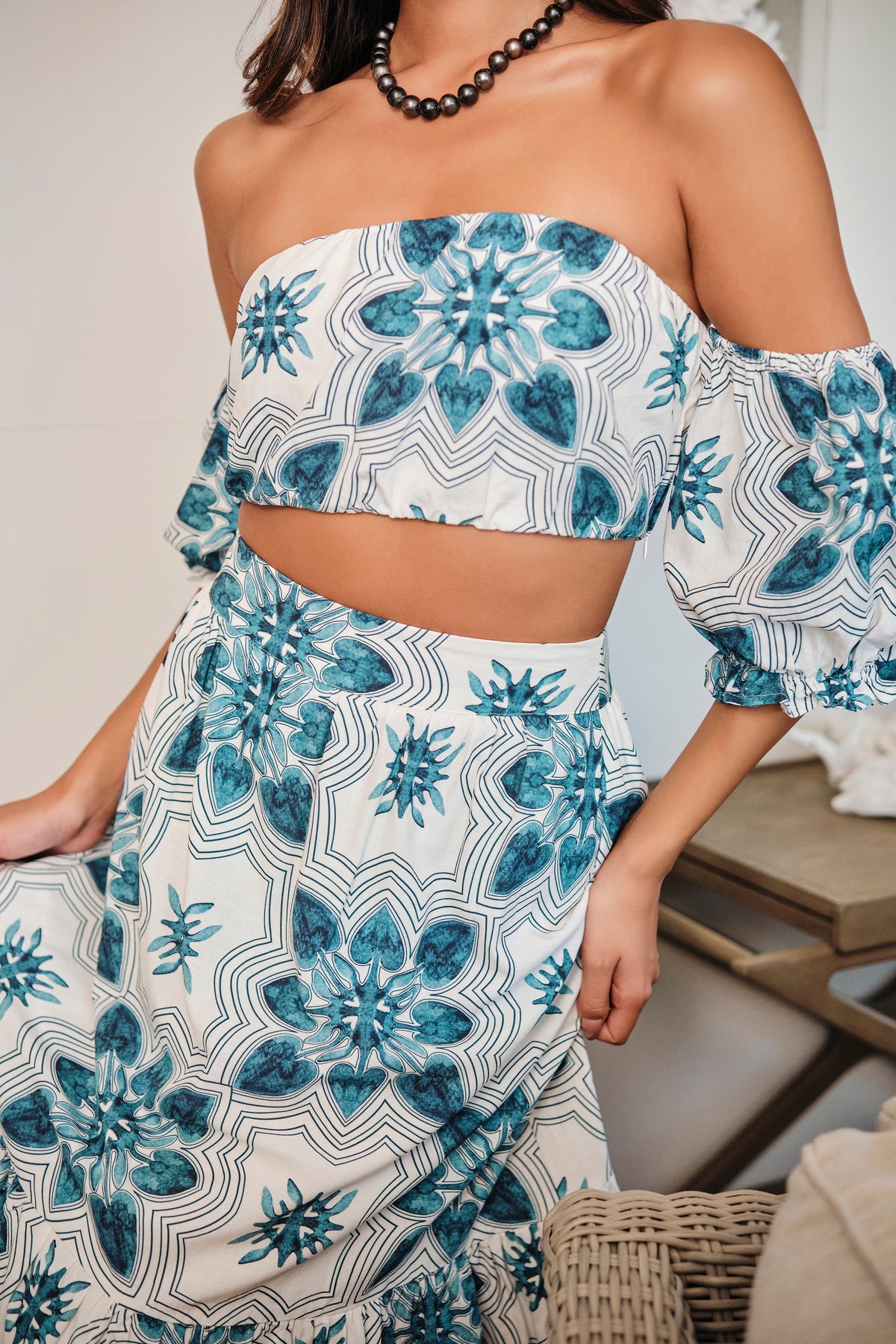 Skirt Luana White Kalo Quilt