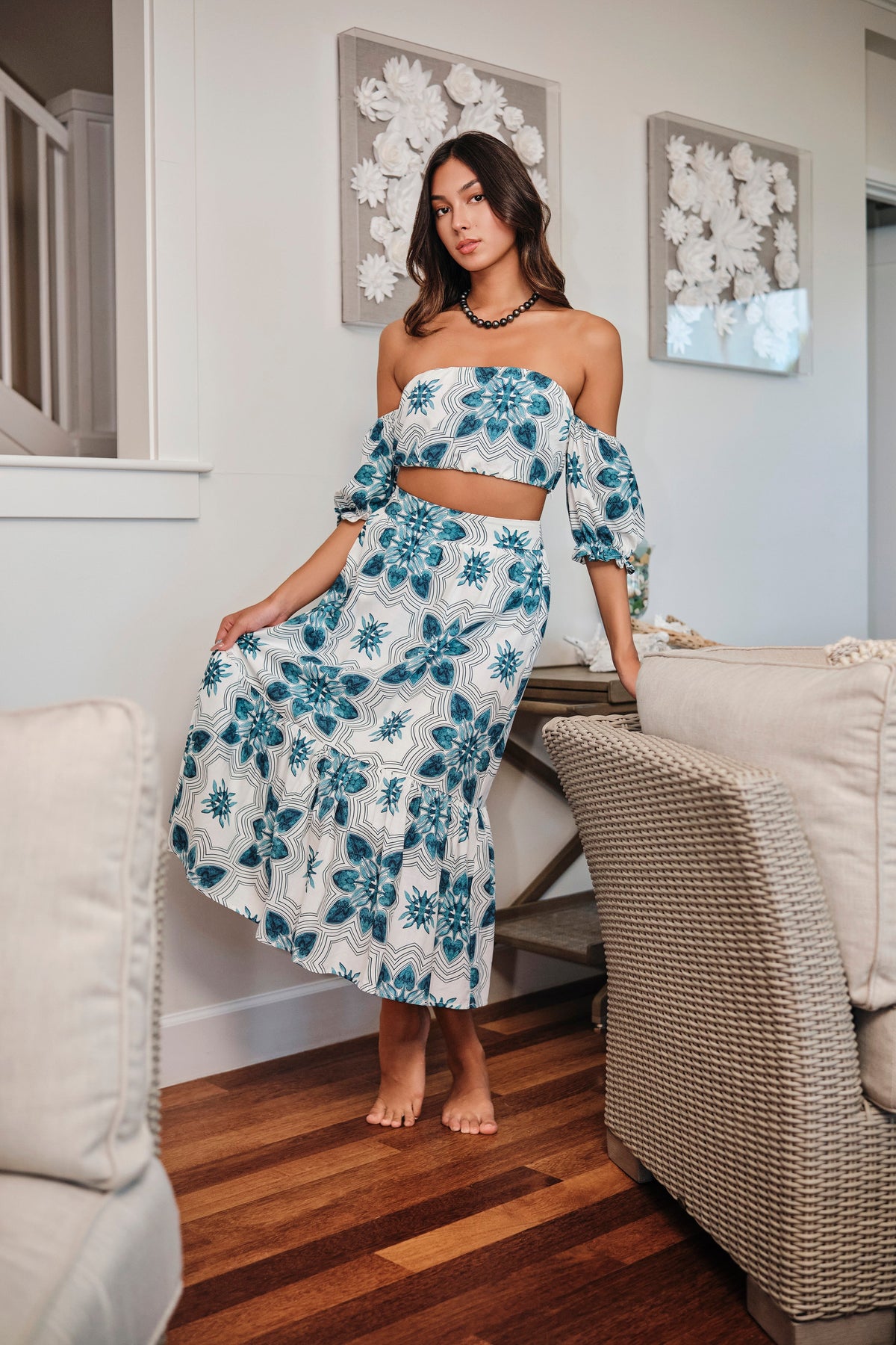 Skirt Luana White Kalo Quilt