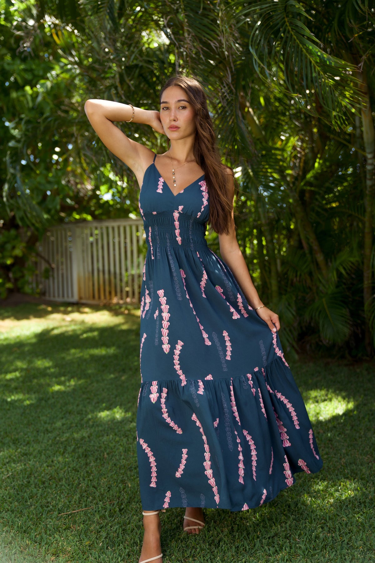 Dress Waiʻehu Deep Blue Lei Pua Kalaunu
