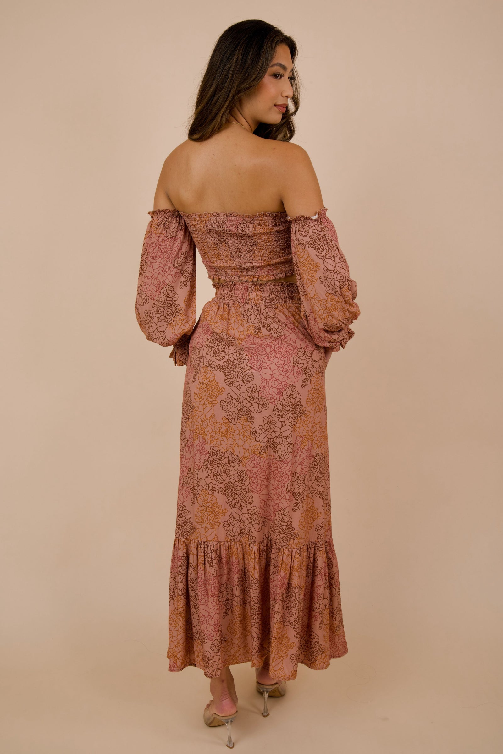 Women's Healani Skirt in Dusty Rose Liko - Back View | Kahulaleʻa