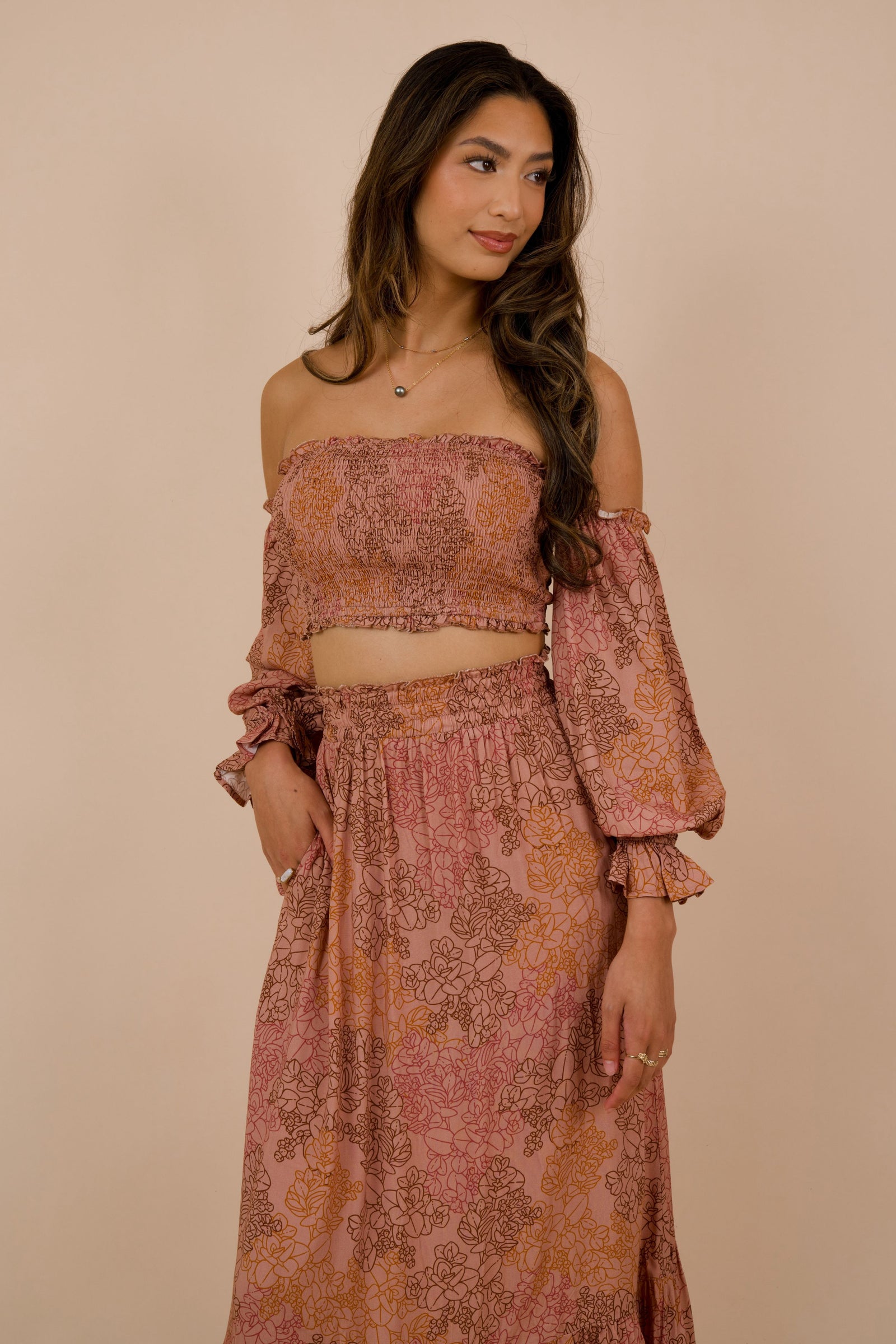 Women's Healani Top in Dusty Rose Liko - Front View | Kahulaleʻa