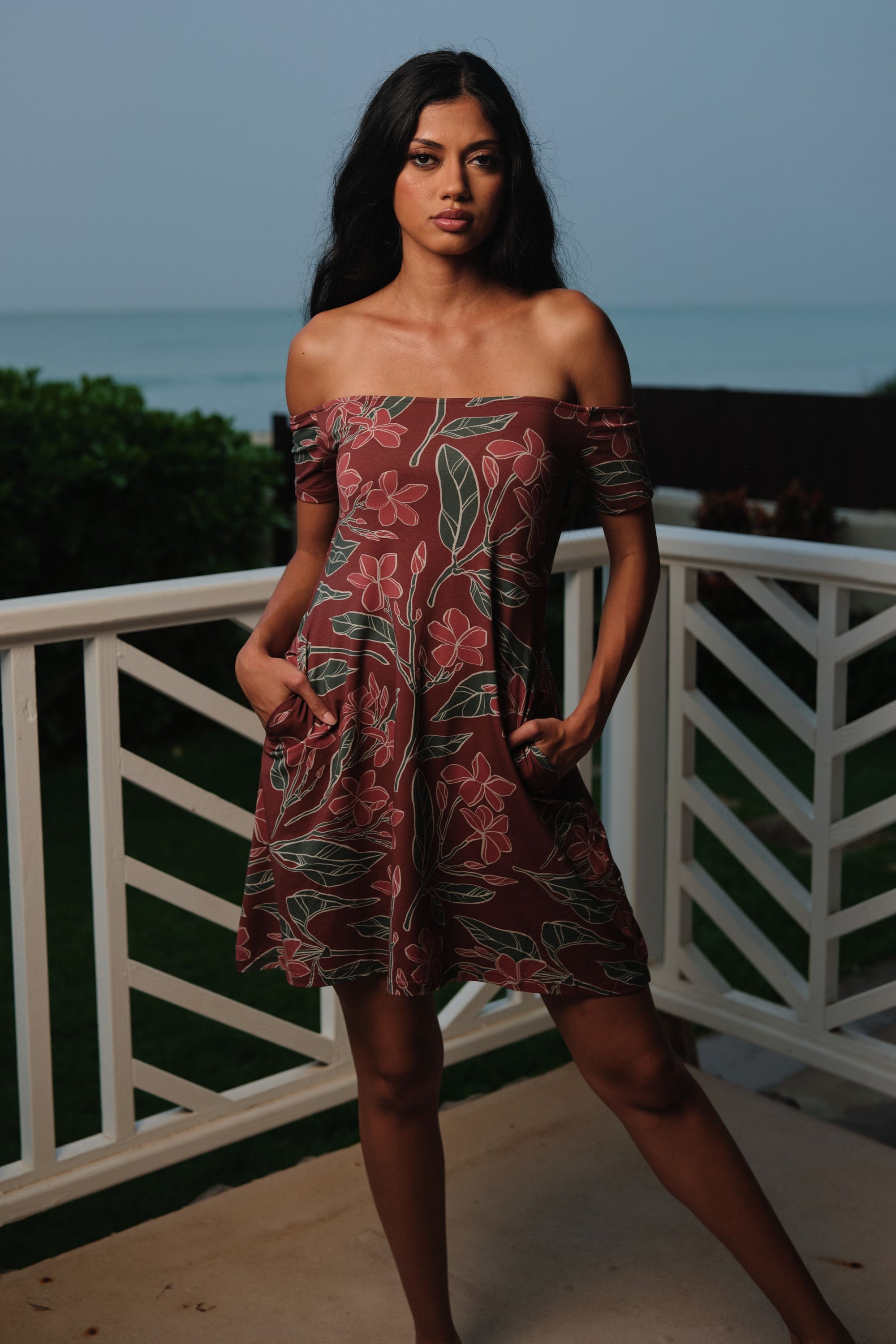 Dress Laule'a Burgundy Pua Melia XL Dress Laule'a Burgundy Pua Melia XL