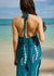 Women's Maxi Dress Malia in Teal Lei Loke - Back View Close Up | Kahulaleʻa