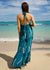 Women's Maxi Dress Malia in Teal Lei Loke - Back View | Kahulaleʻa