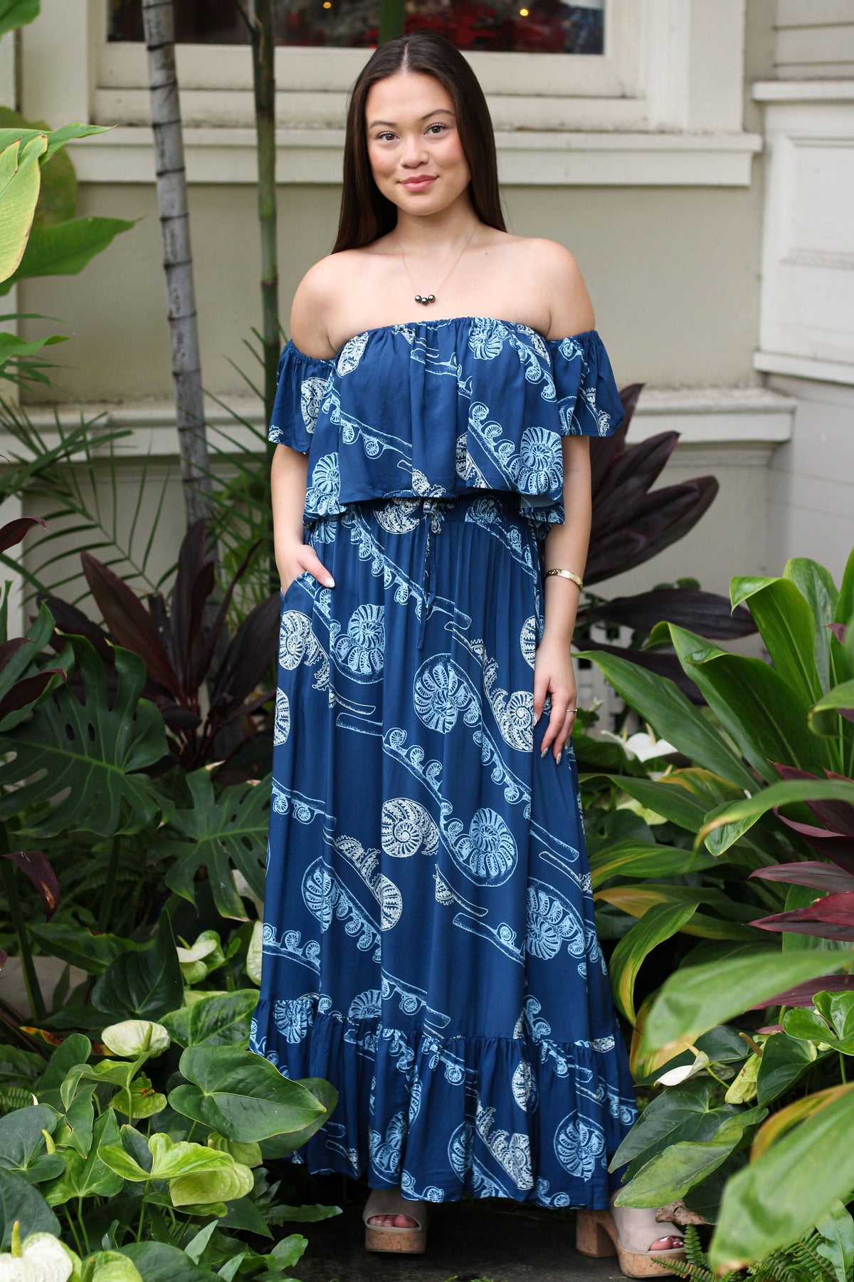 Women's Nainoa Skirt in Blue Hapu'u - Front View | Kahulaleʻa
