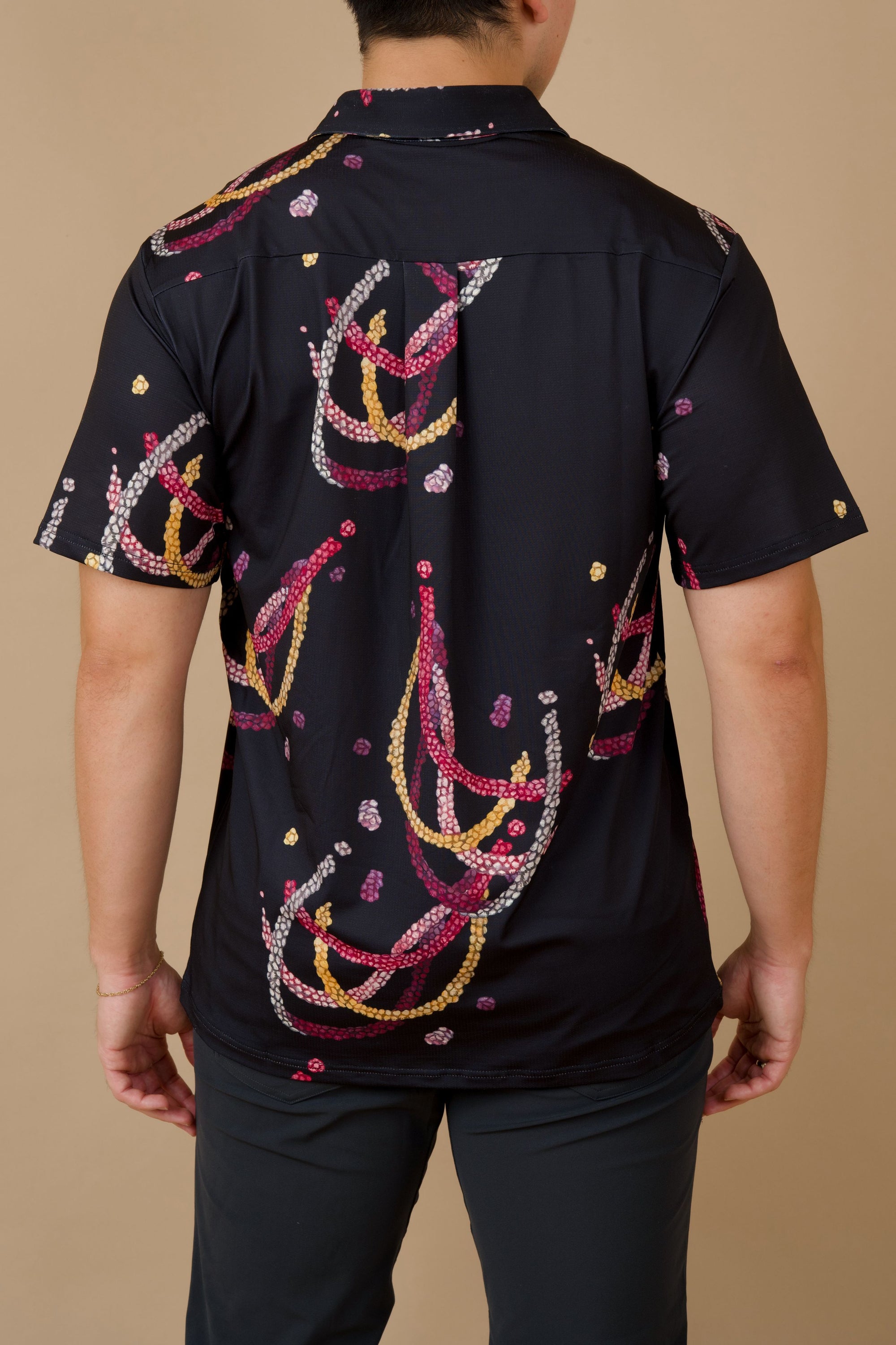 Men's Active Polo Shirt Black Lei Kahelelani