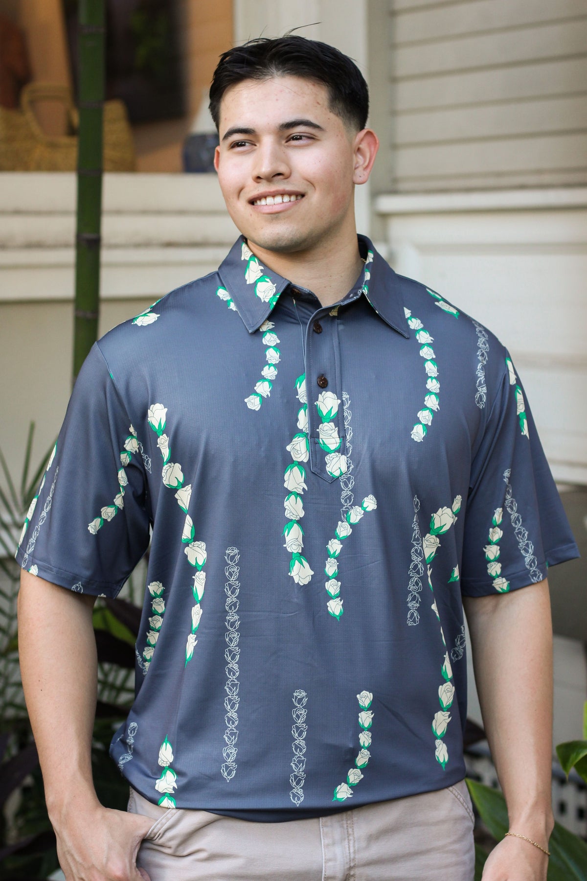 Men's Active Polo Shirt Taupe Lei Loke