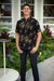 Men's Aloha Shirt Black Gold Pua Kalaunu