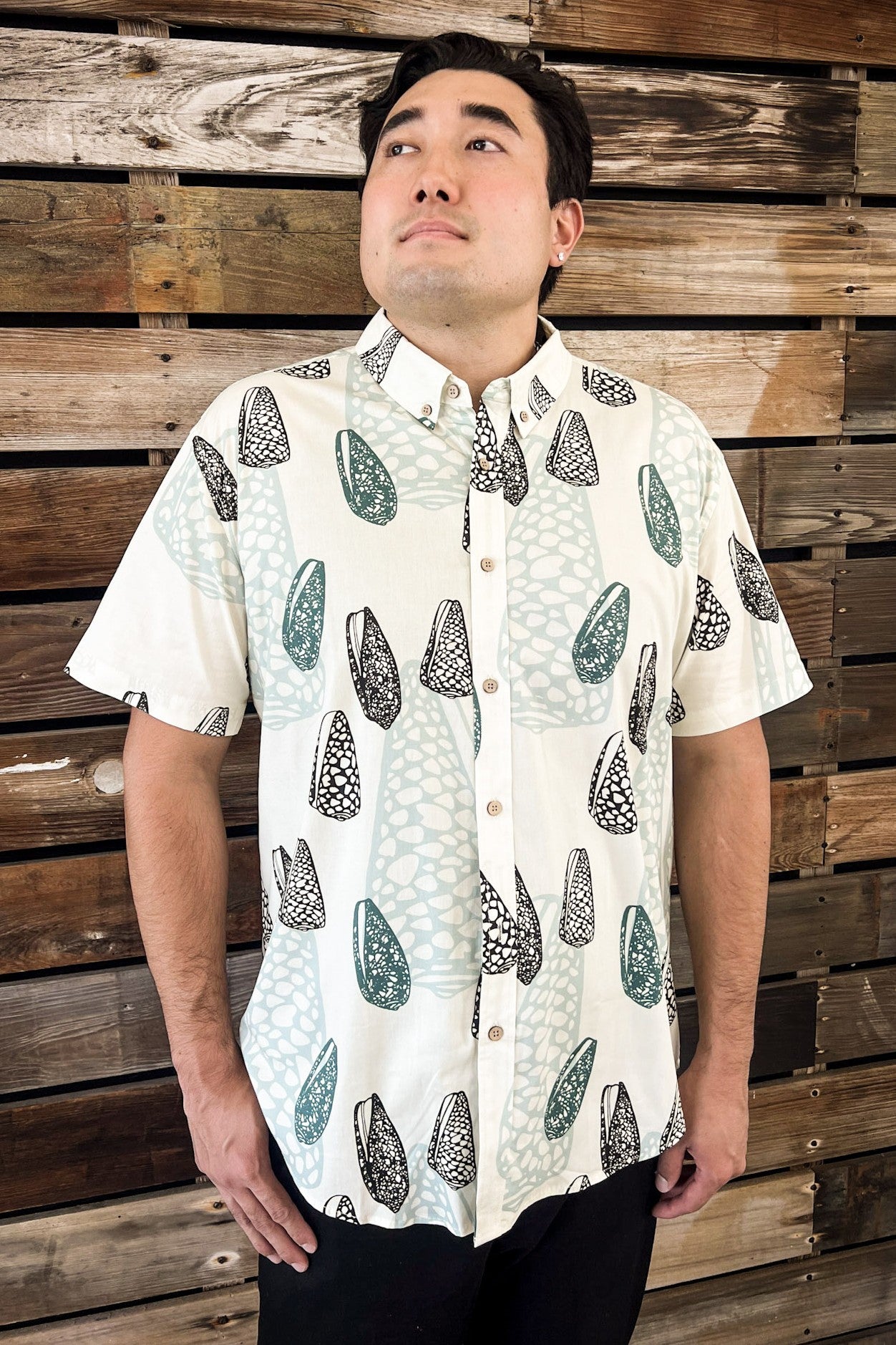 Men's Aloha Shirt in Butter Pūpū Ala — Front View | Kahulaleʻa