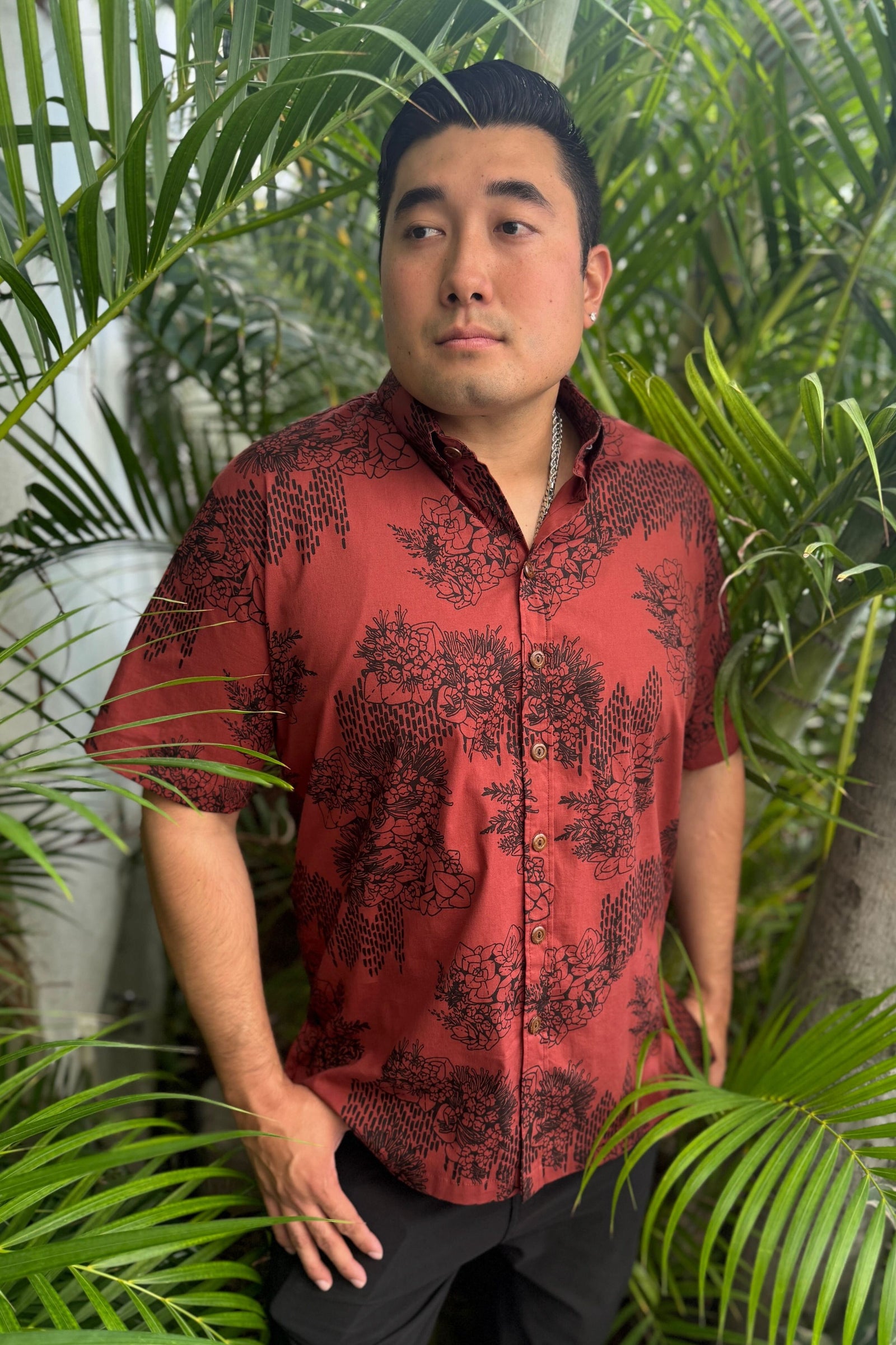 Men's Aloha Shirt Cayenne Ka Ua Moaniani Lehua O Puna