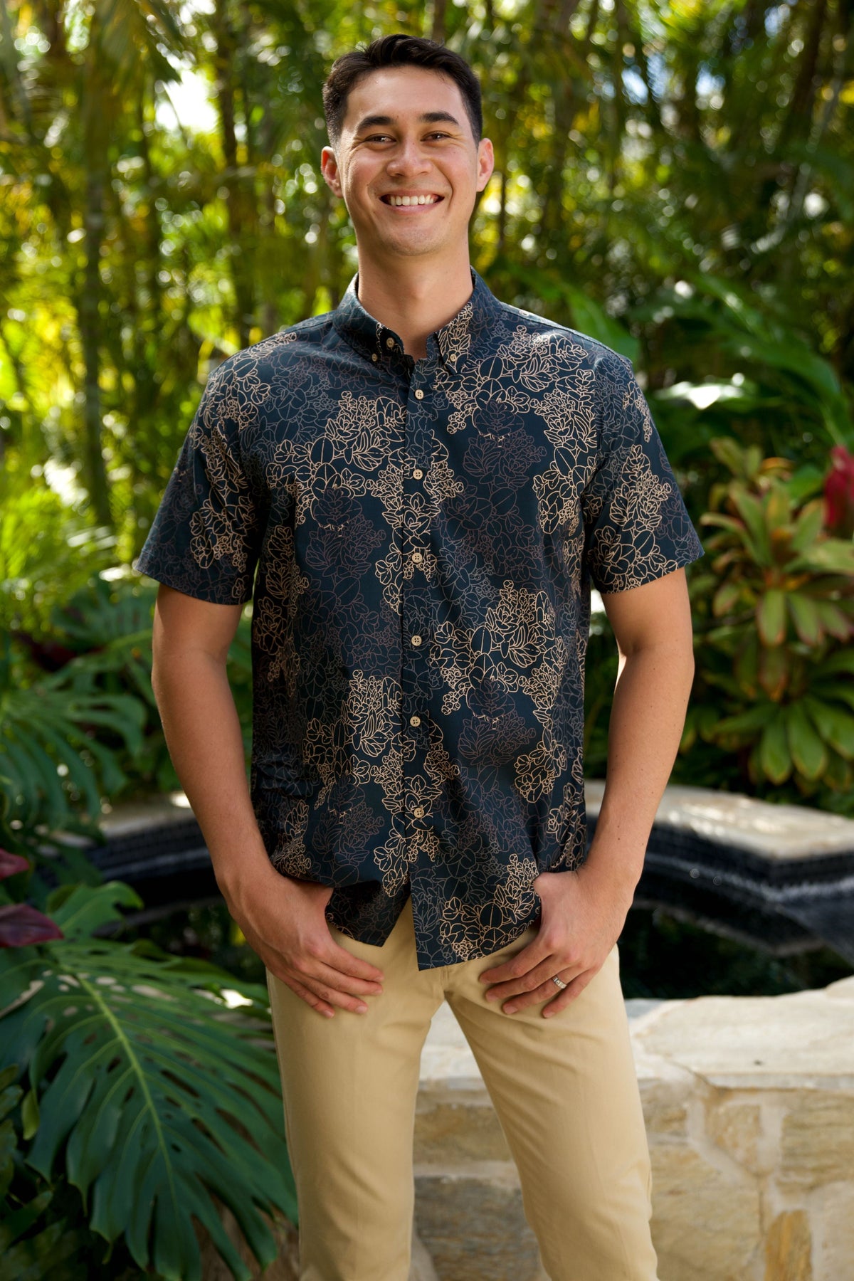 Men&#39;s Aloha Shirt Midnight Liko